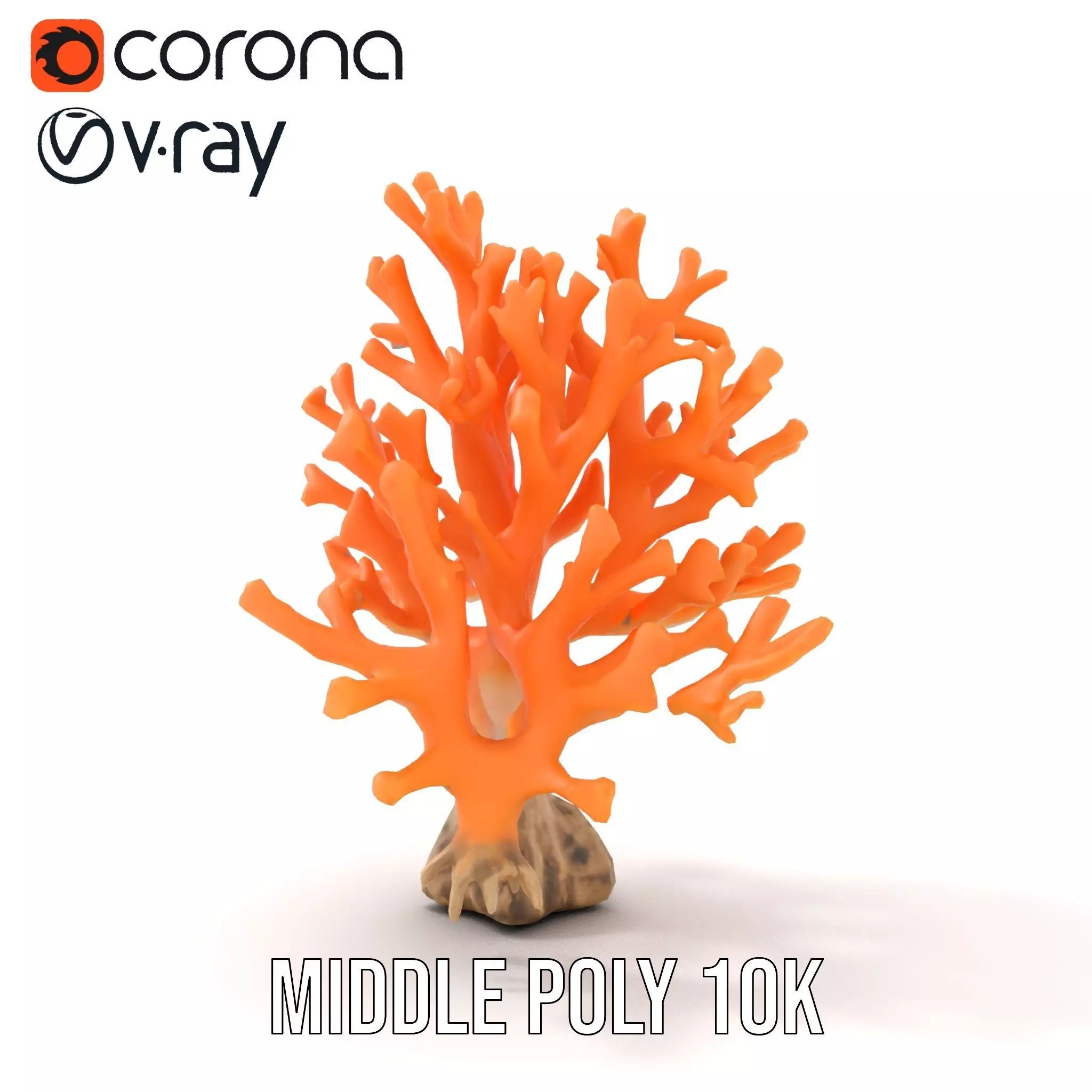 Orange Coral Sculpture model pack Low-poly 3D model_15