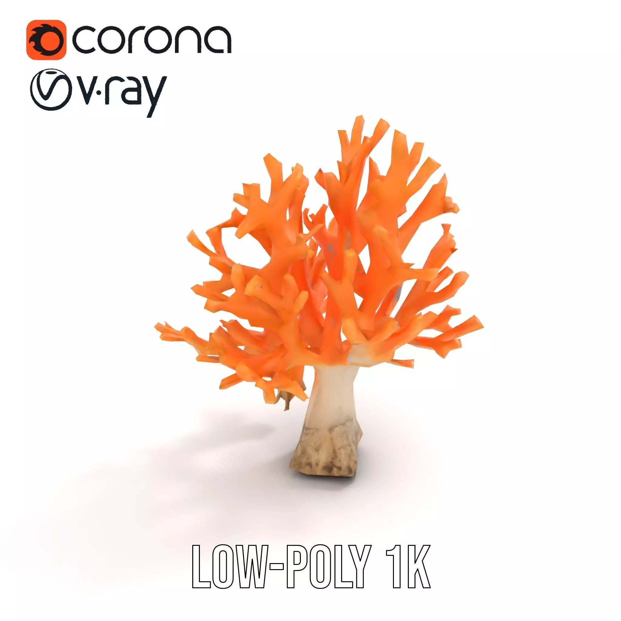 Orange Coral Sculpture model pack Low-poly 3D model_7