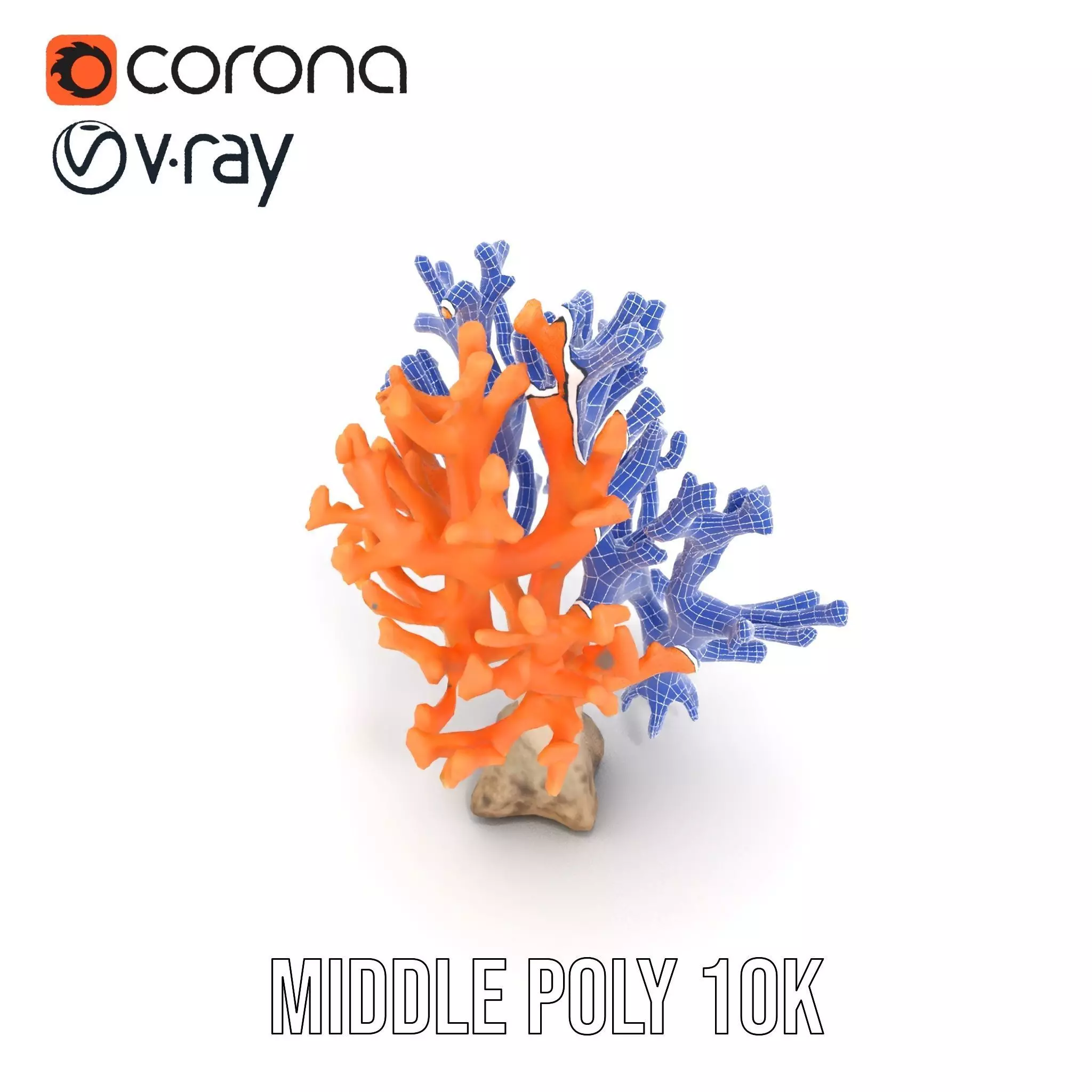 Orange Coral Sculpture model pack Low-poly 3D model_29