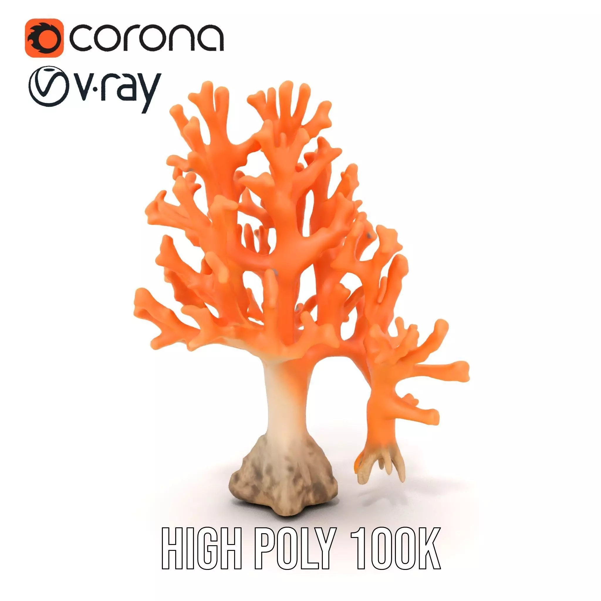 Orange Coral Sculpture model pack Low-poly 3D model_31