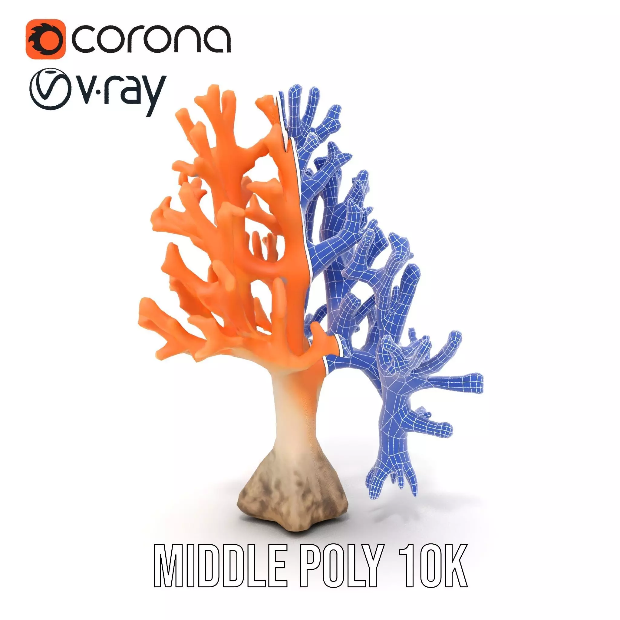 Orange Coral Sculpture model pack Low-poly 3D model_21