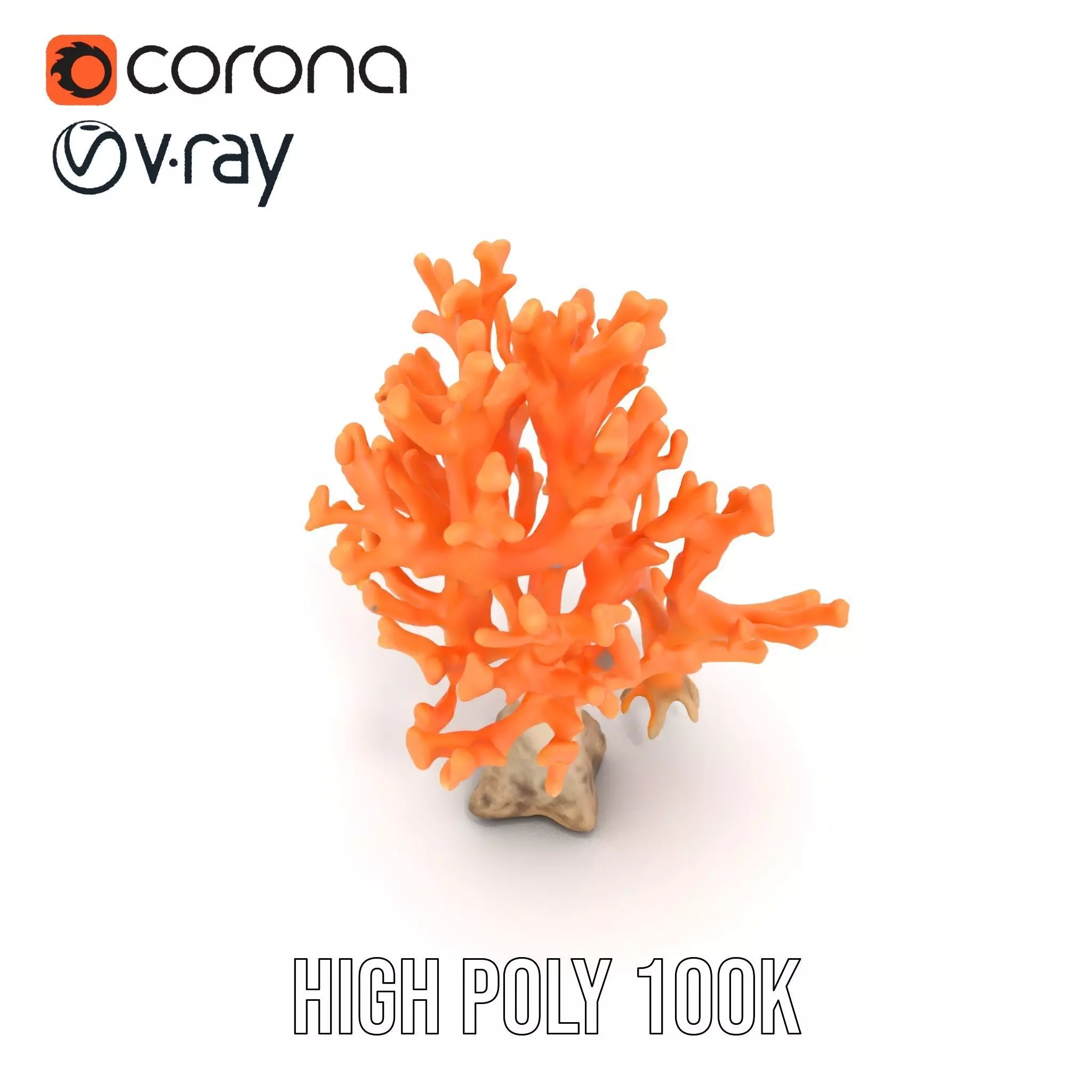 Orange Coral Sculpture model pack Low-poly 3D model_28
