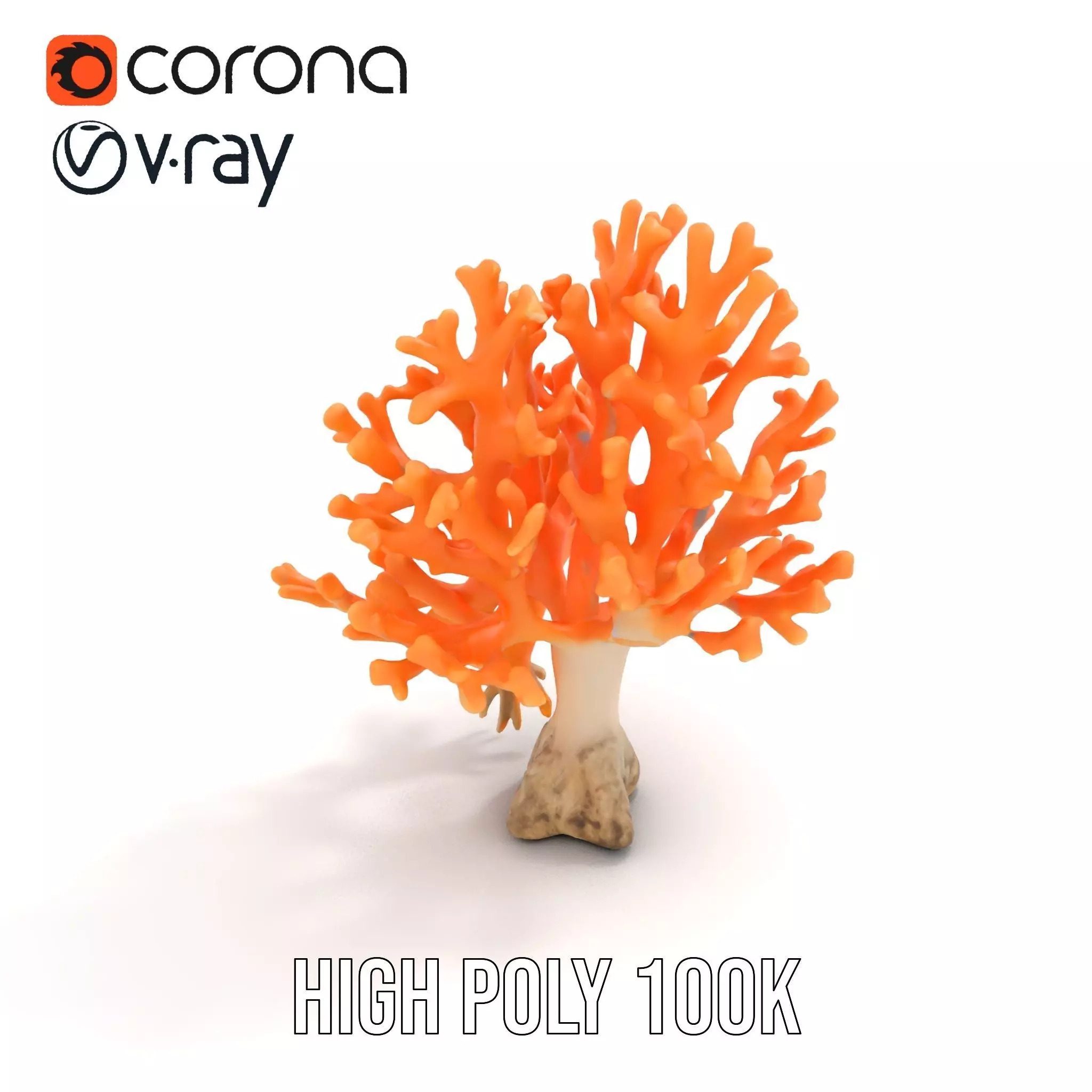 Orange Coral Sculpture model pack Low-poly 3D model_17