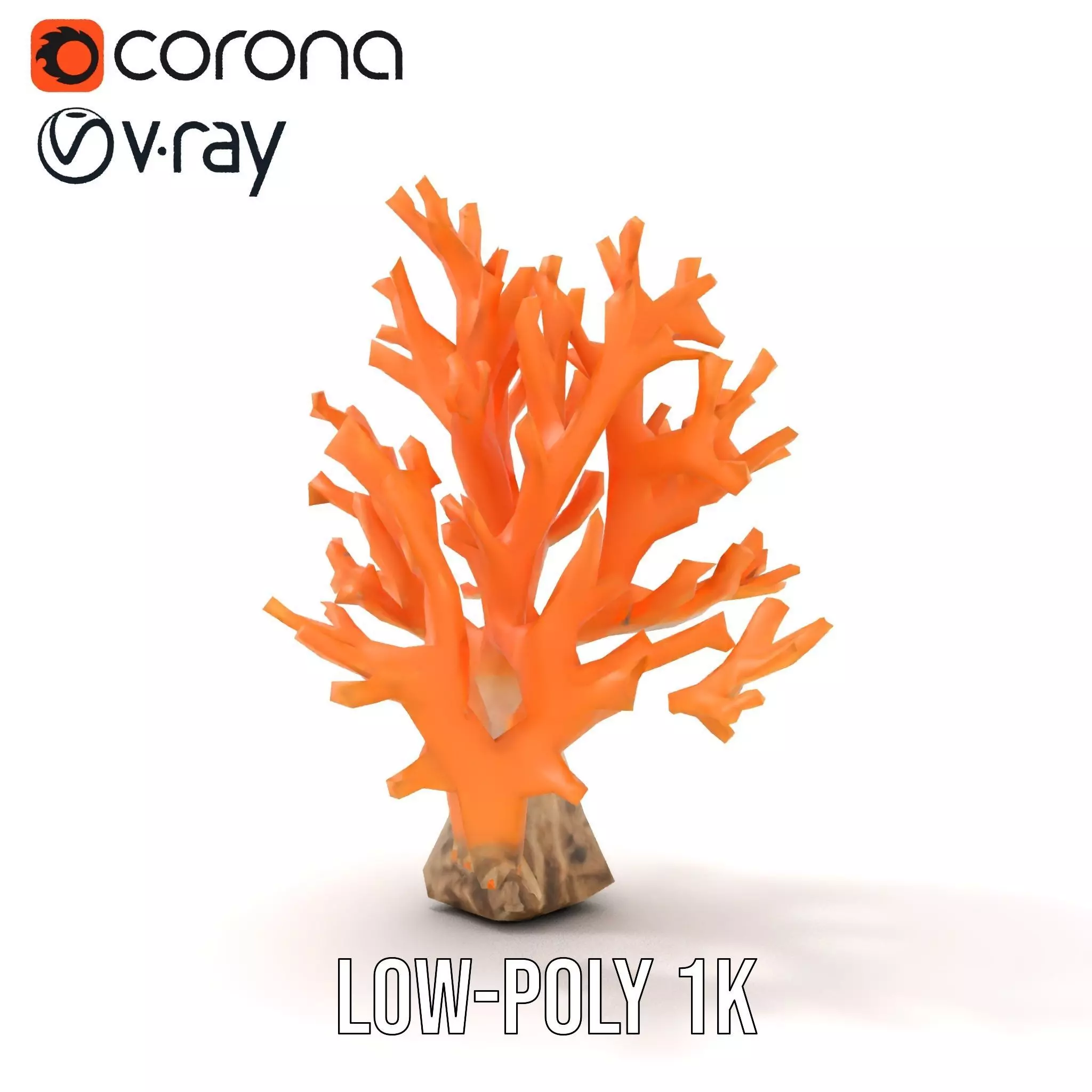 Orange Coral Sculpture model pack Low-poly 3D model_14