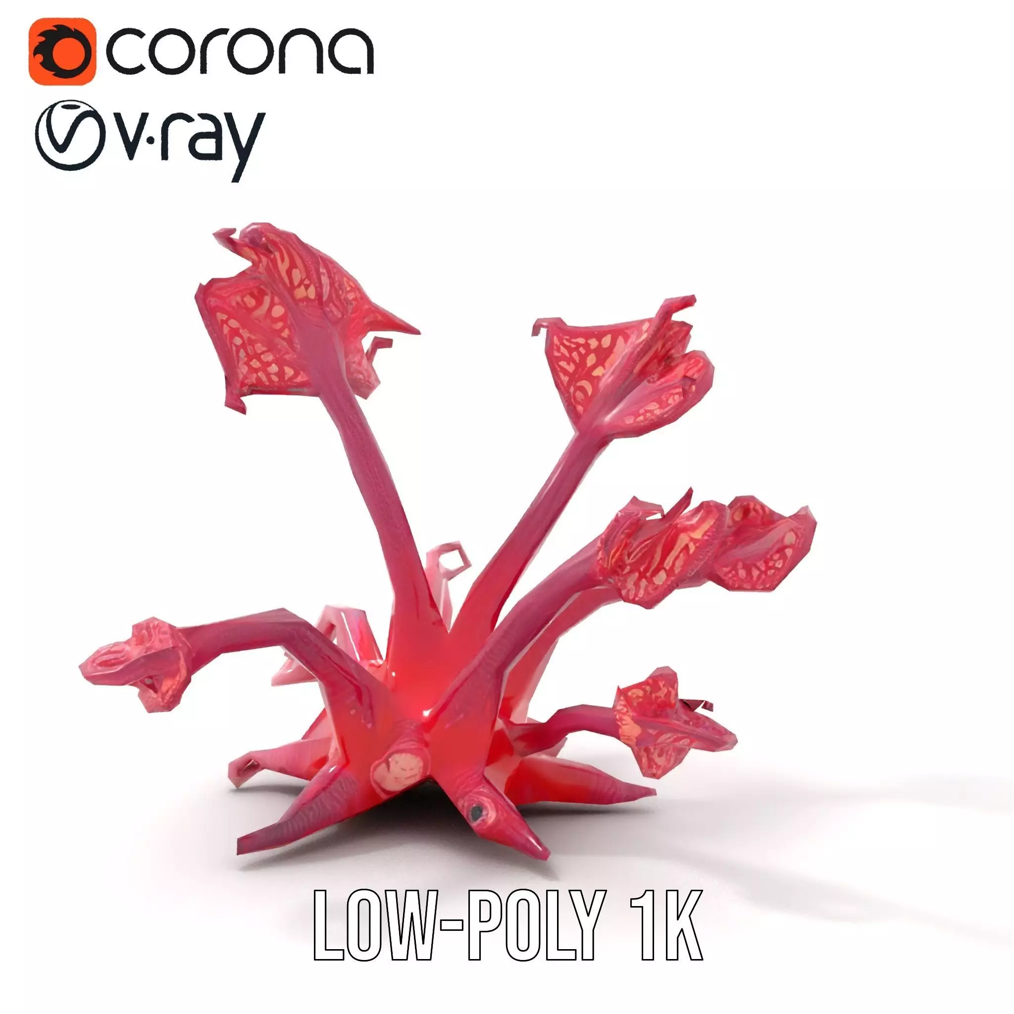 Mystical Pink Flora model pack Low-poly 3D model_7