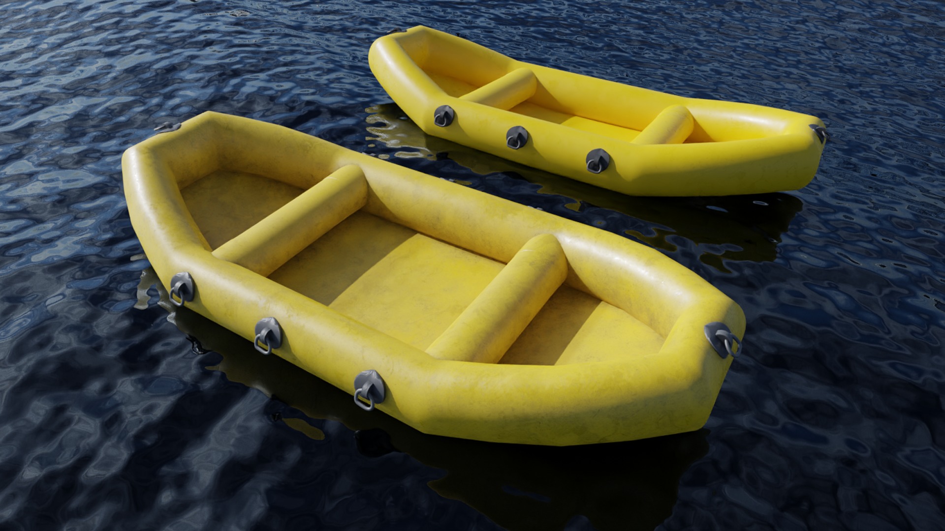Rubber Boat Low-poly 3D model_2