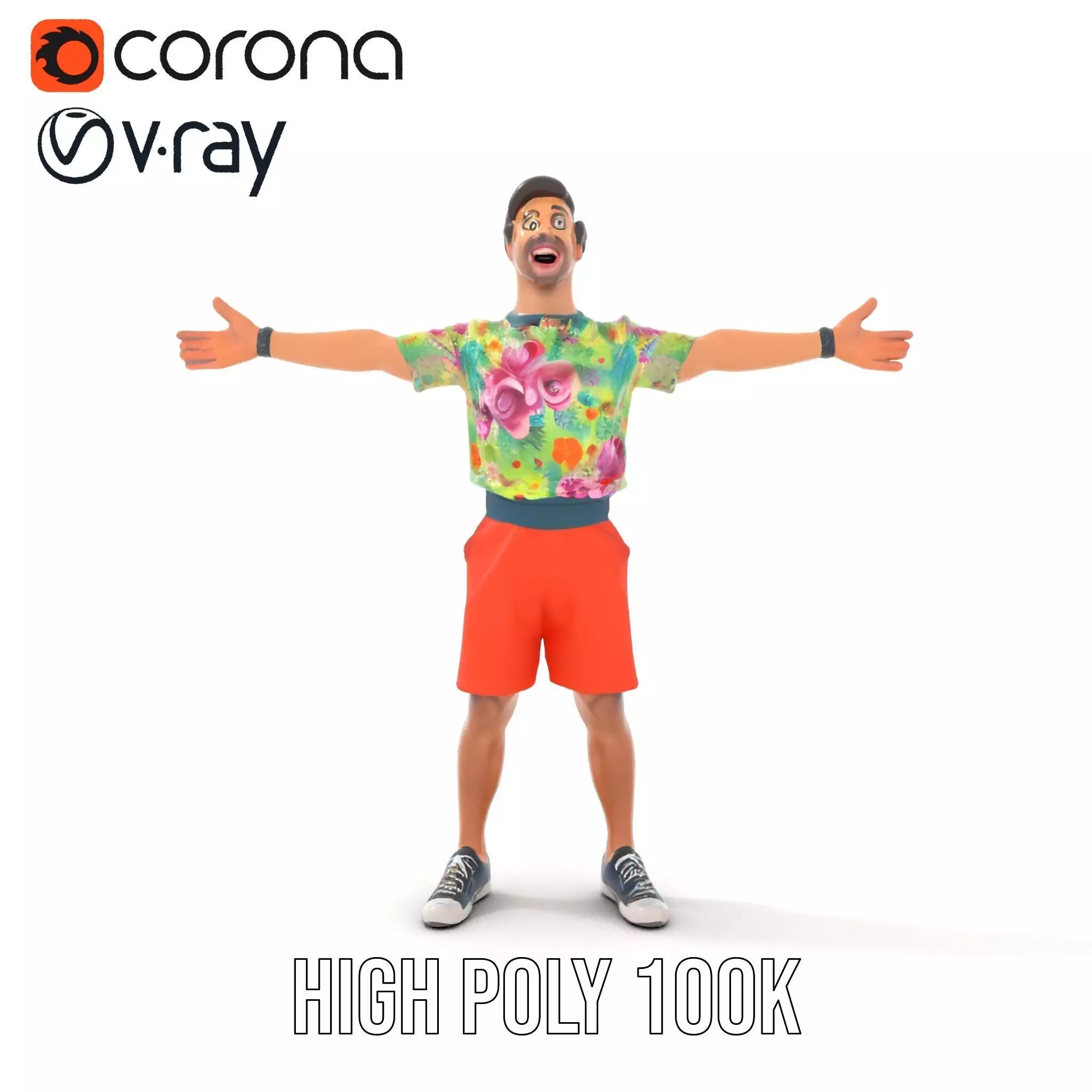 Floral Shirt Character model pack Low-poly 3D model_17