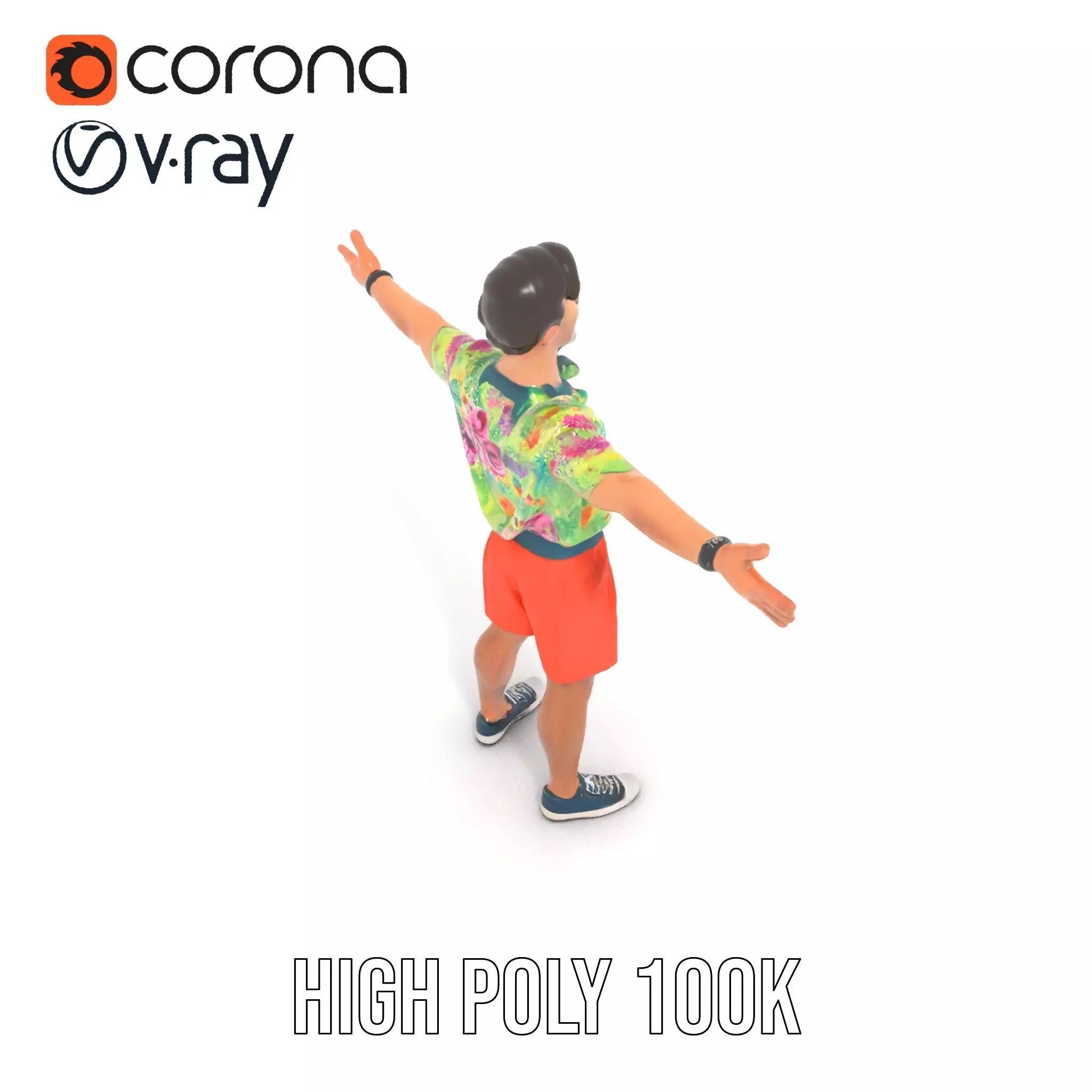 Floral Shirt Character model pack Low-poly 3D model_11