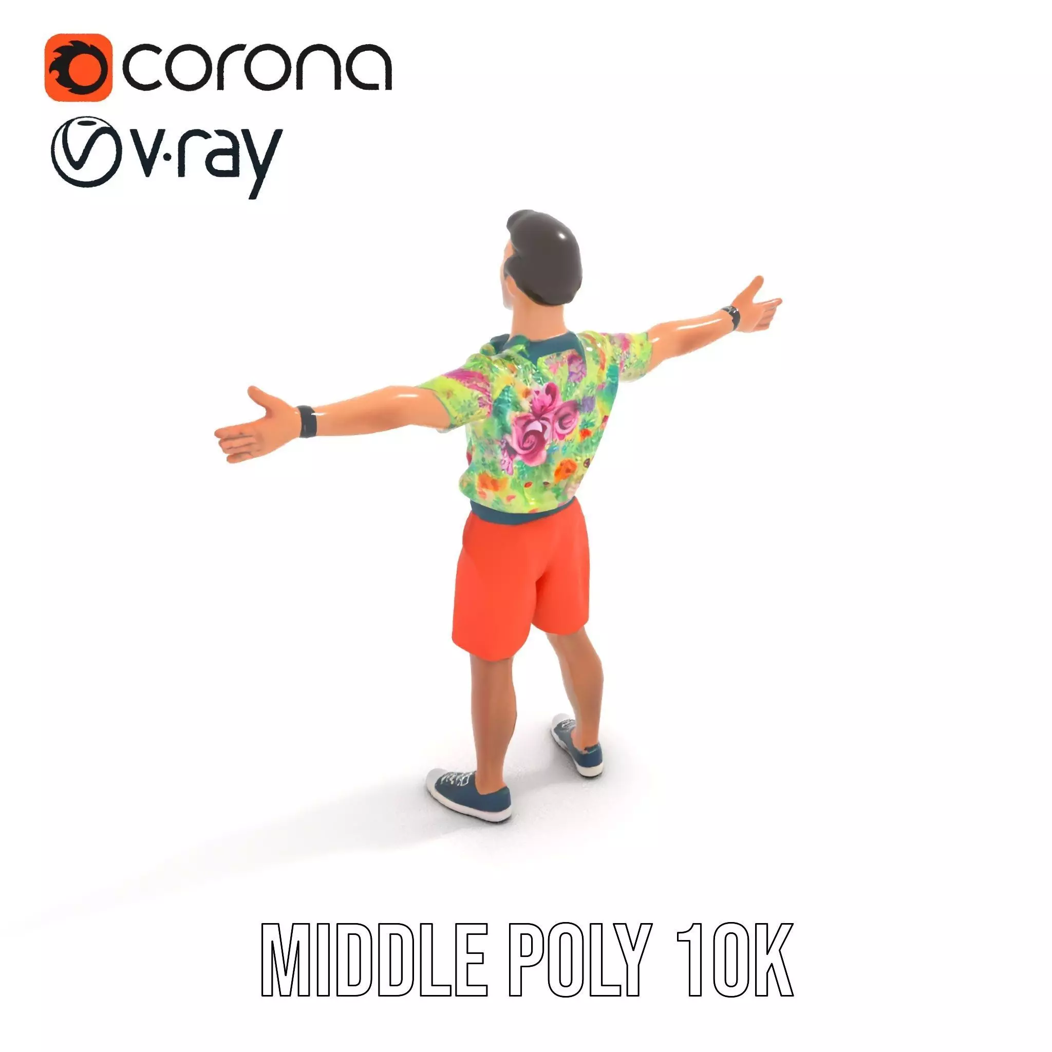 Floral Shirt Character model pack Low-poly 3D model_6