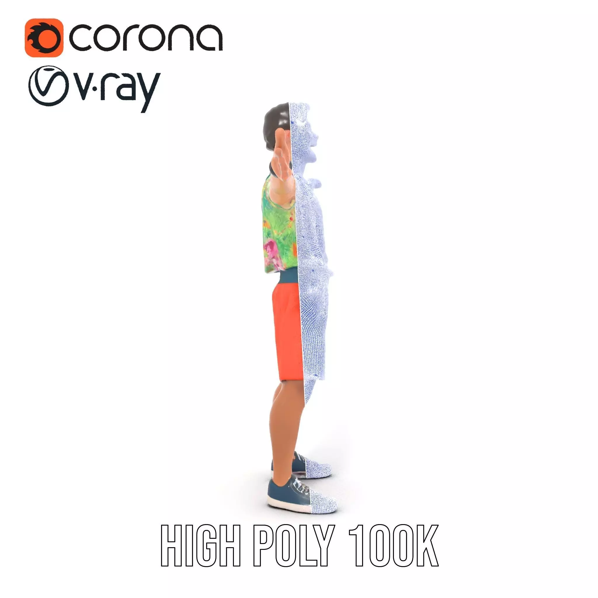 Floral Shirt Character model pack Low-poly 3D model_31