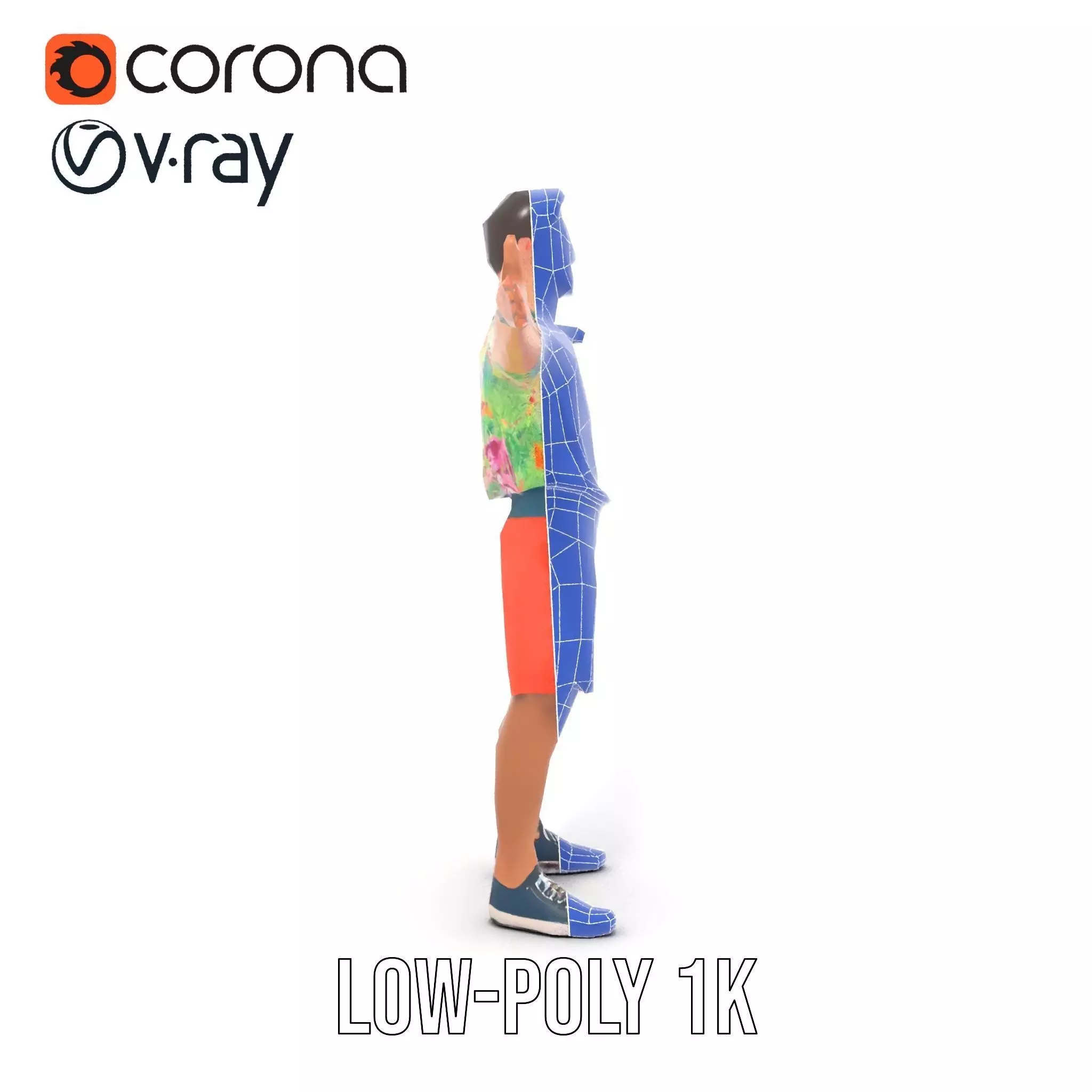 Floral Shirt Character model pack Low-poly 3D model_25