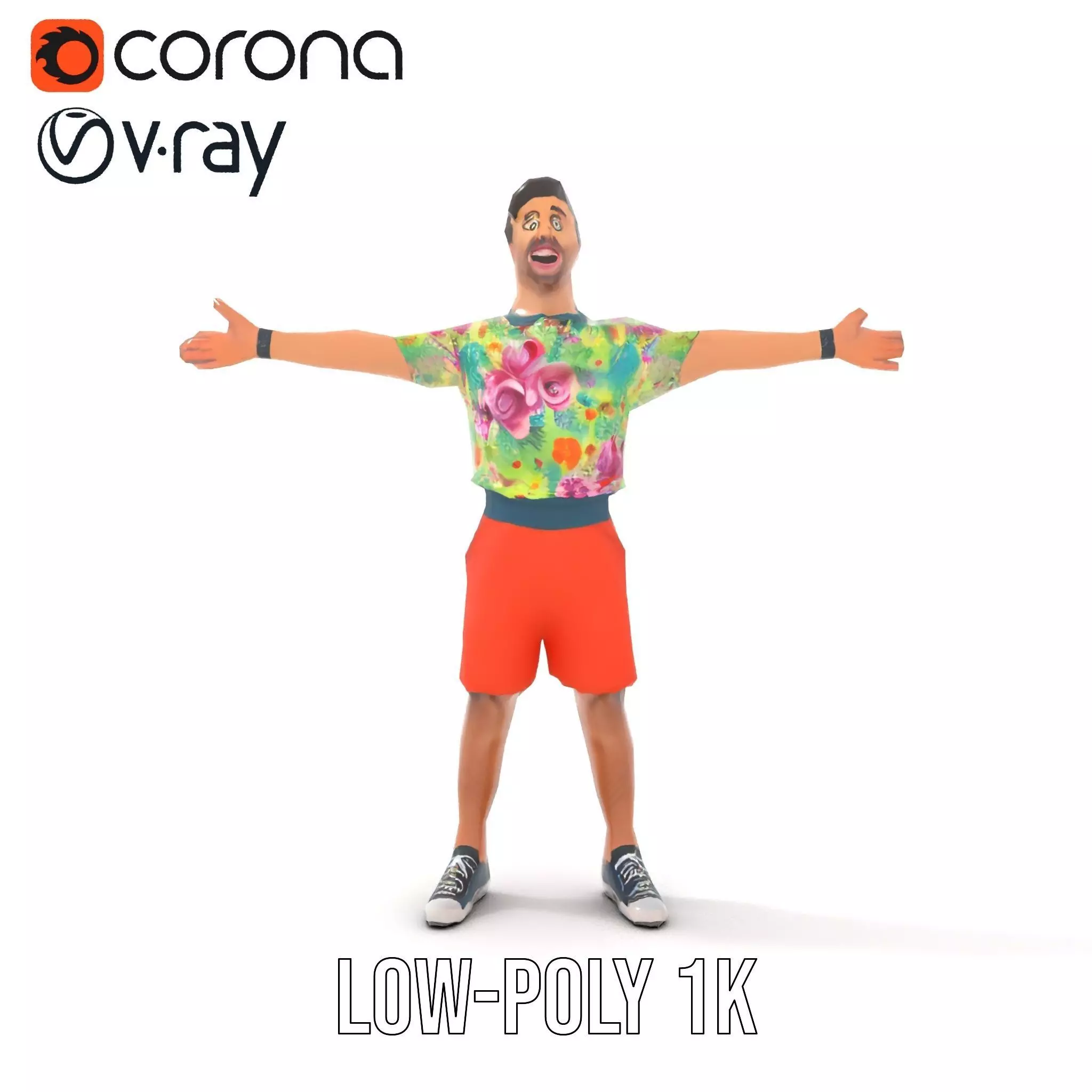 Floral Shirt Character model pack Low-poly 3D model_13