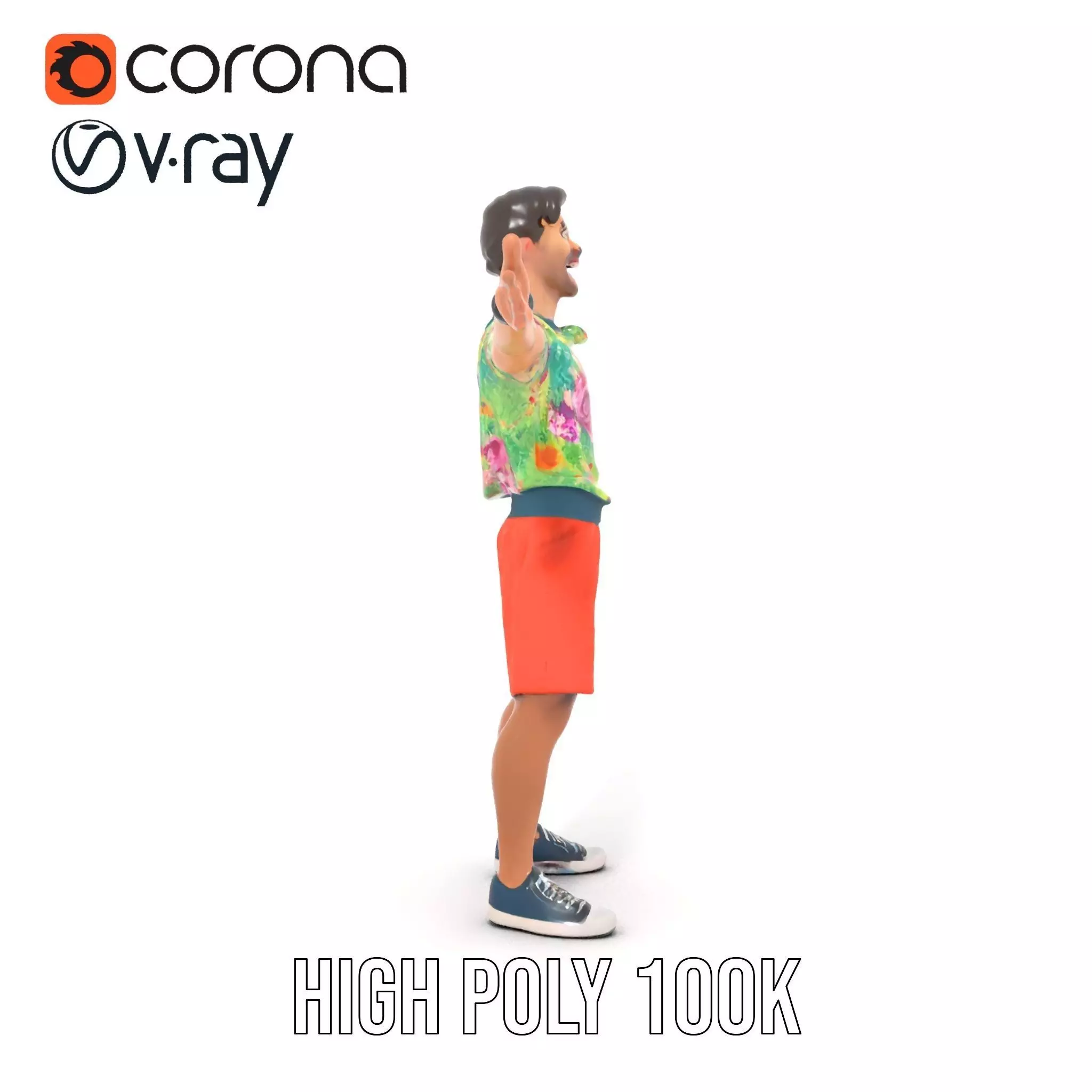 Floral Shirt Character model pack Low-poly 3D model_20