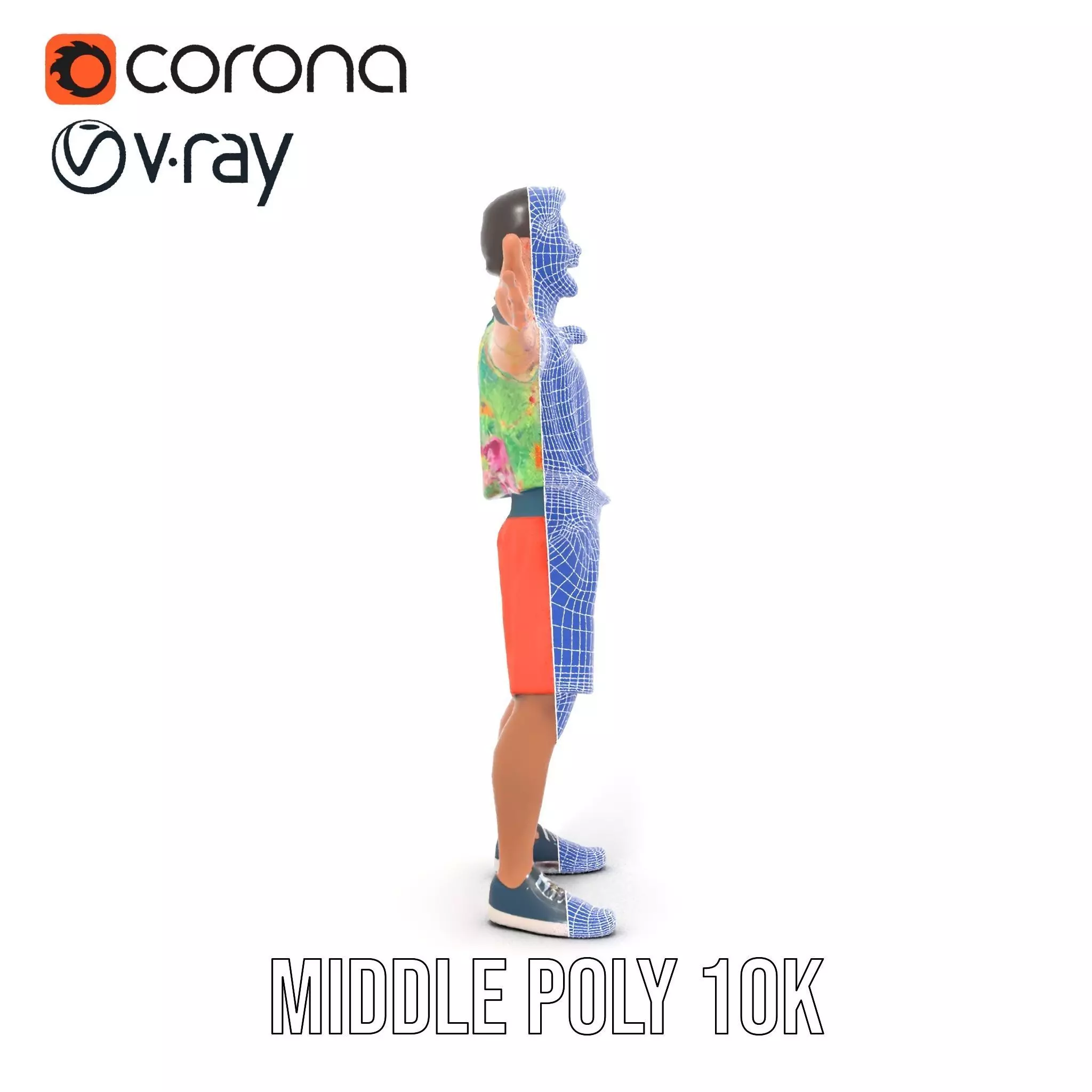 Floral Shirt Character model pack Low-poly 3D model_24