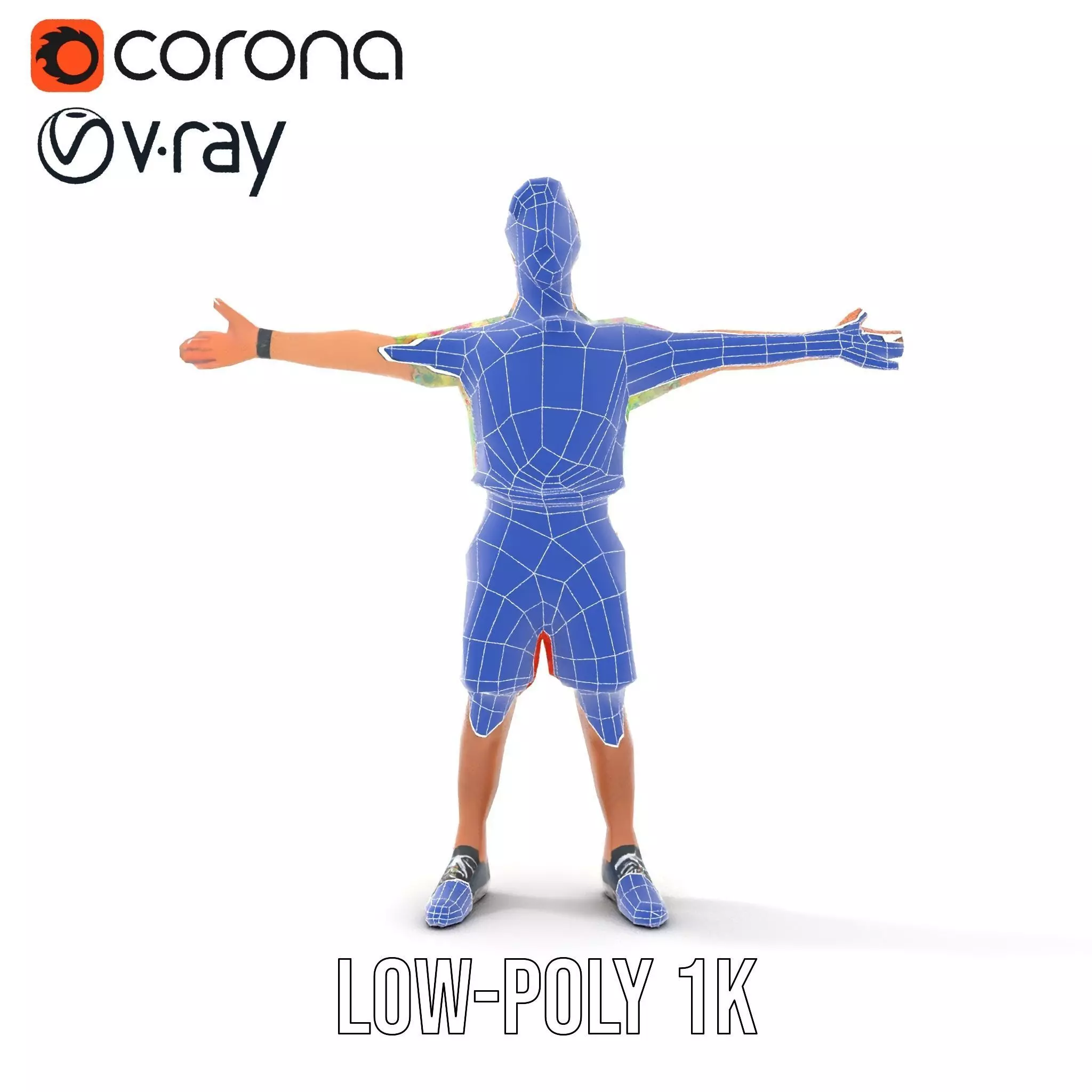 Floral Shirt Character model pack Low-poly 3D model_22