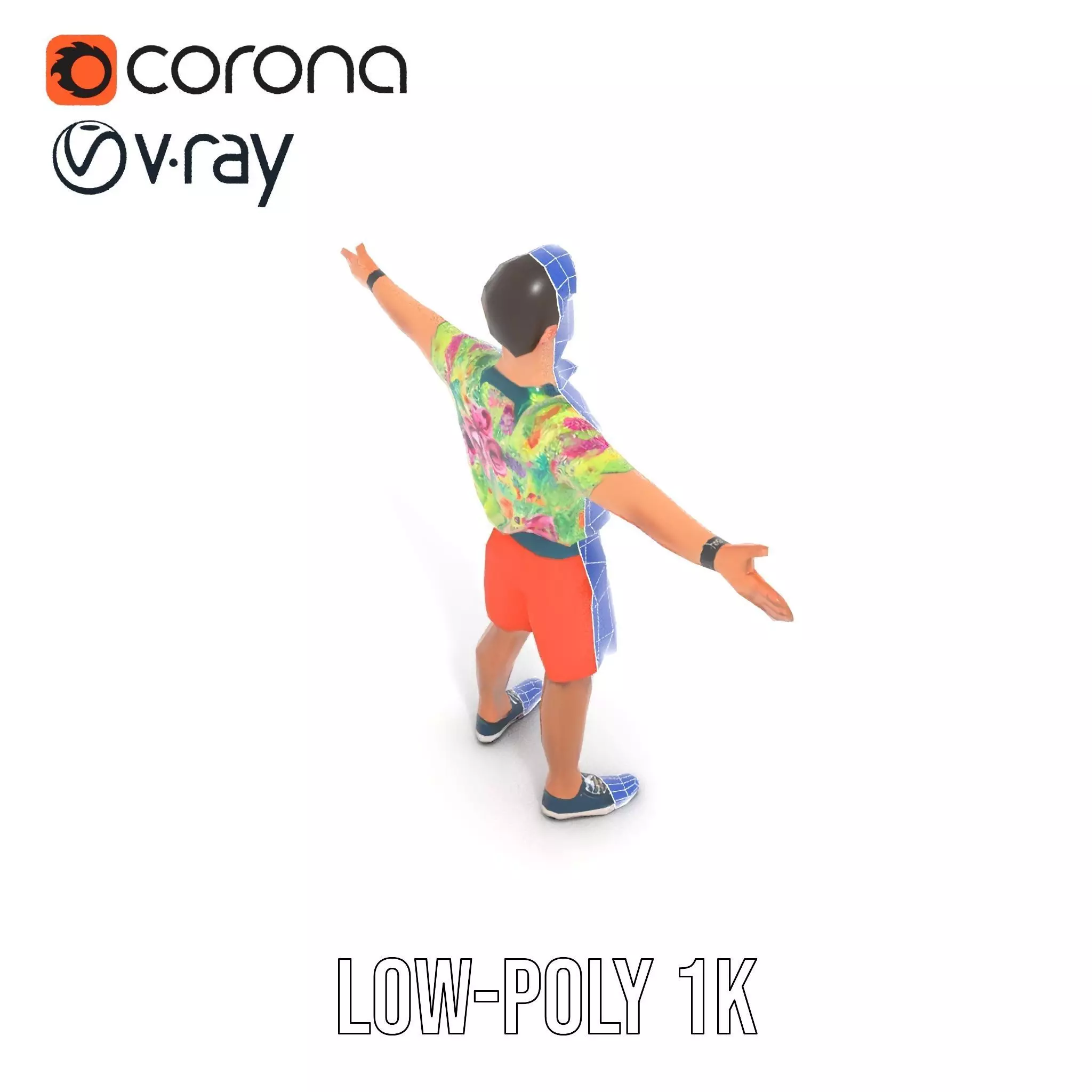 Floral Shirt Character model pack Low-poly 3D model_30