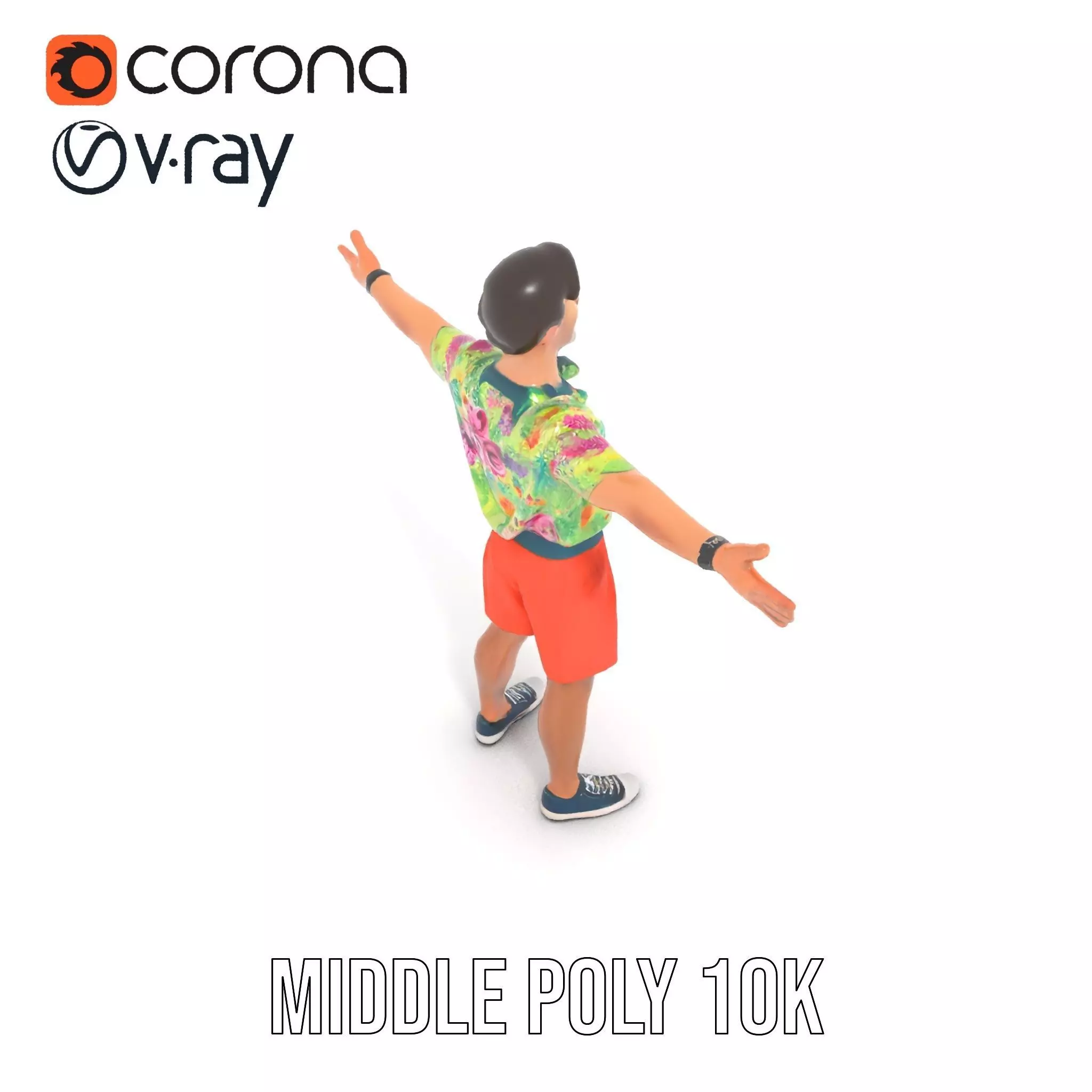 Floral Shirt Character model pack Low-poly 3D model_5