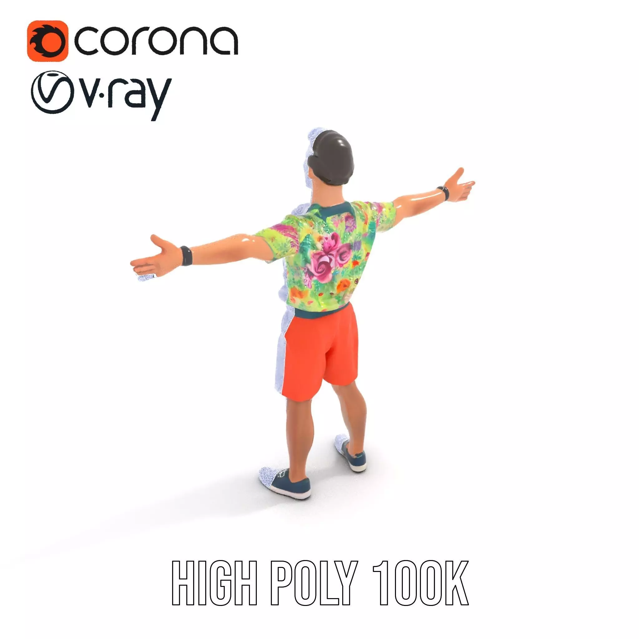 Floral Shirt Character model pack Low-poly 3D model_26