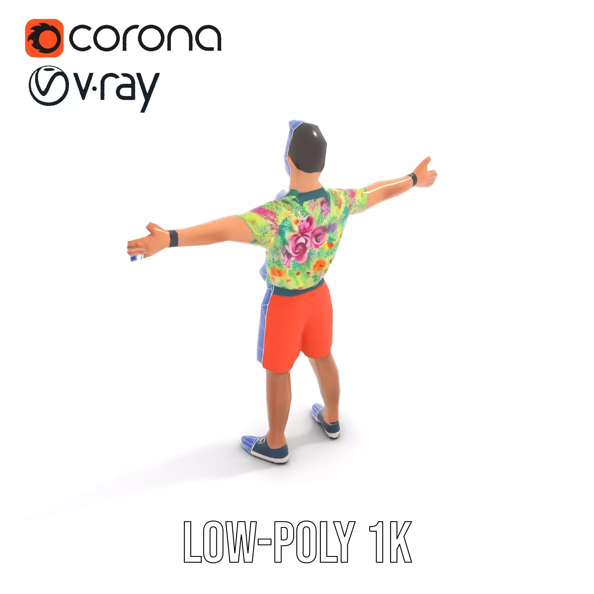 Floral Shirt Character model pack Low-poly 3D model_28