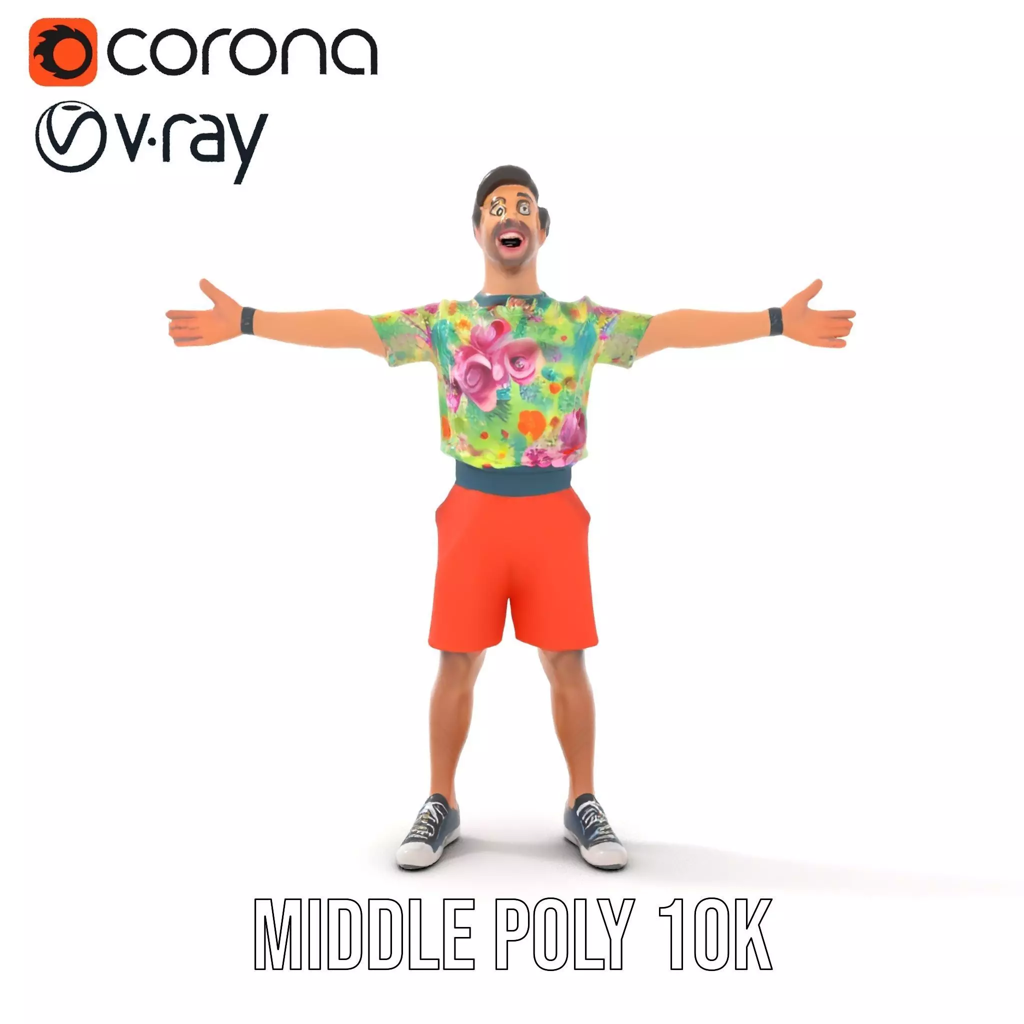 Floral Shirt Character model pack Low-poly 3D model_9