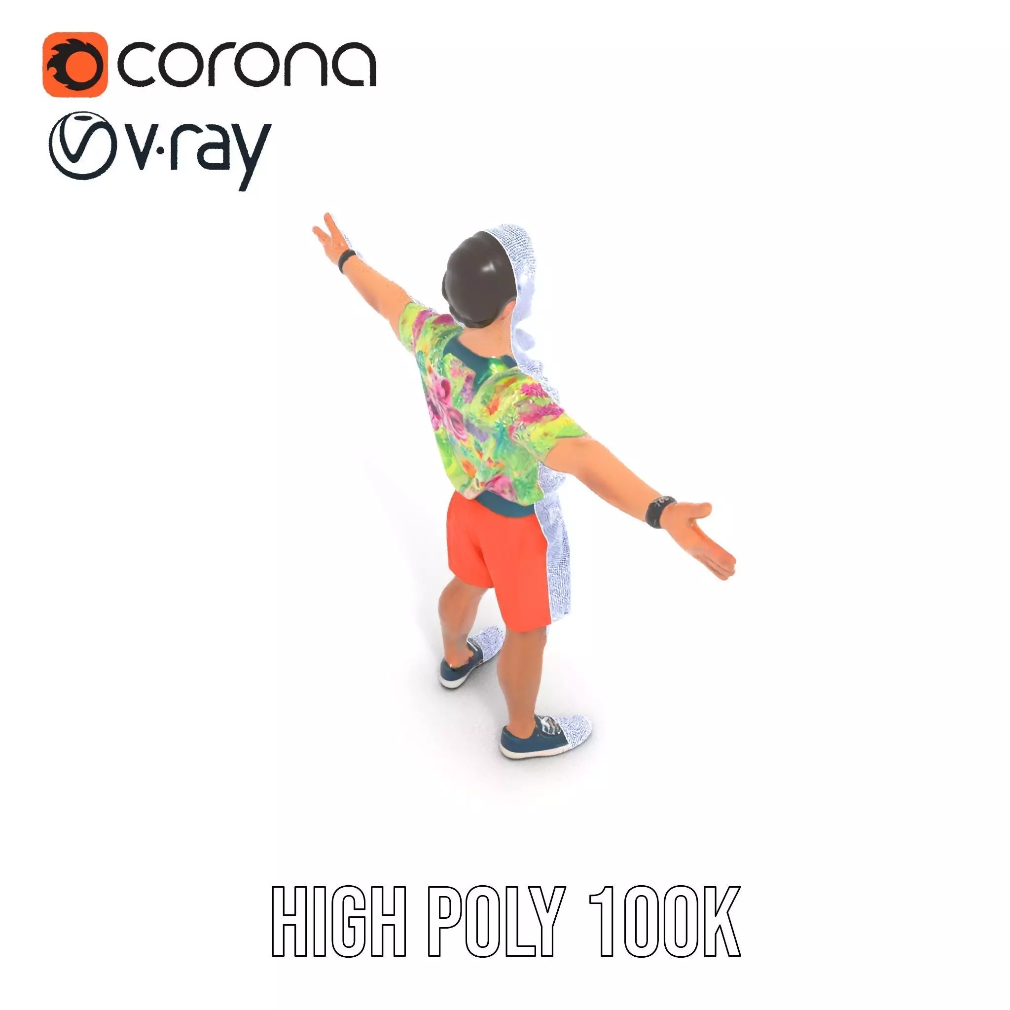 Floral Shirt Character model pack Low-poly 3D model_23