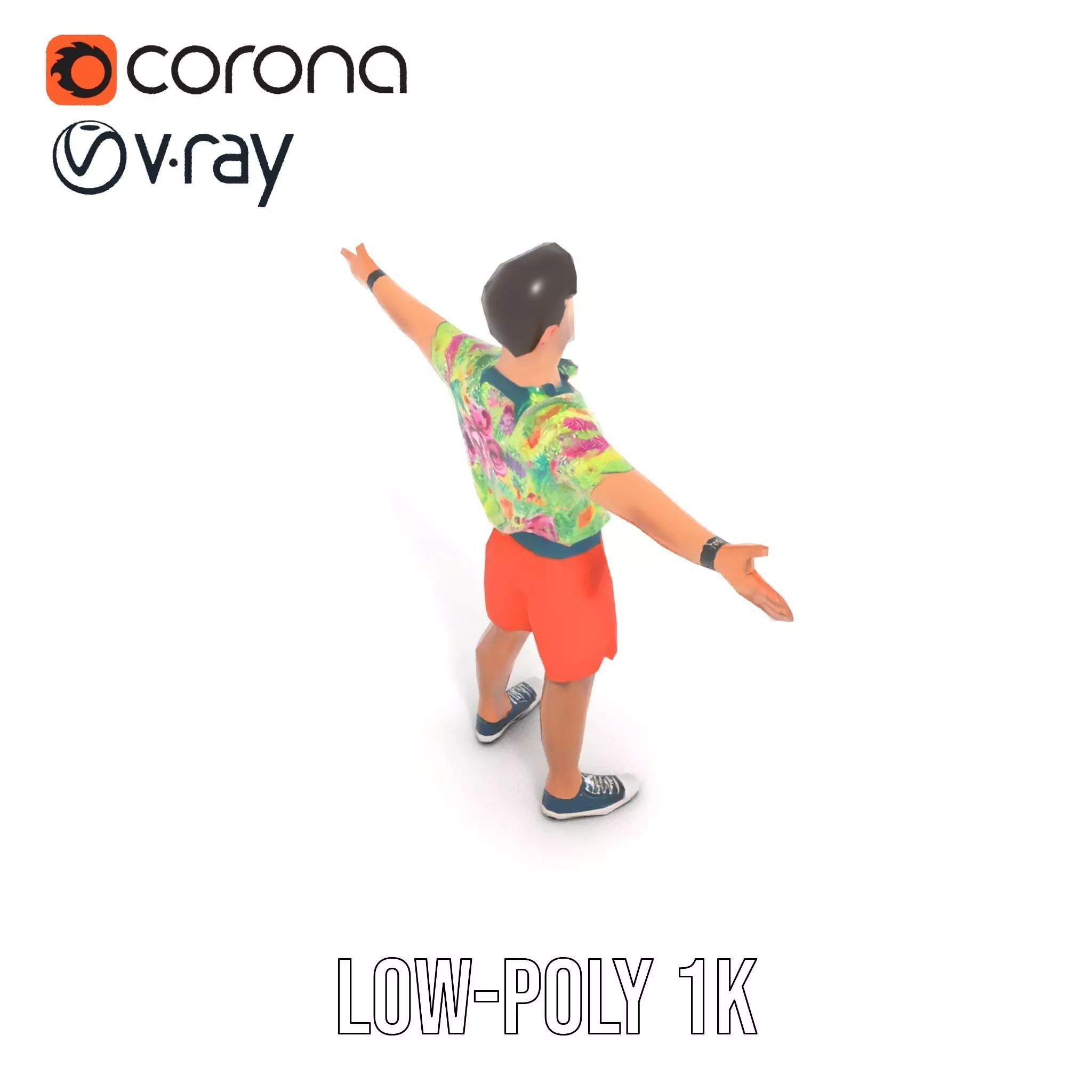 Floral Shirt Character model pack Low-poly 3D model_19