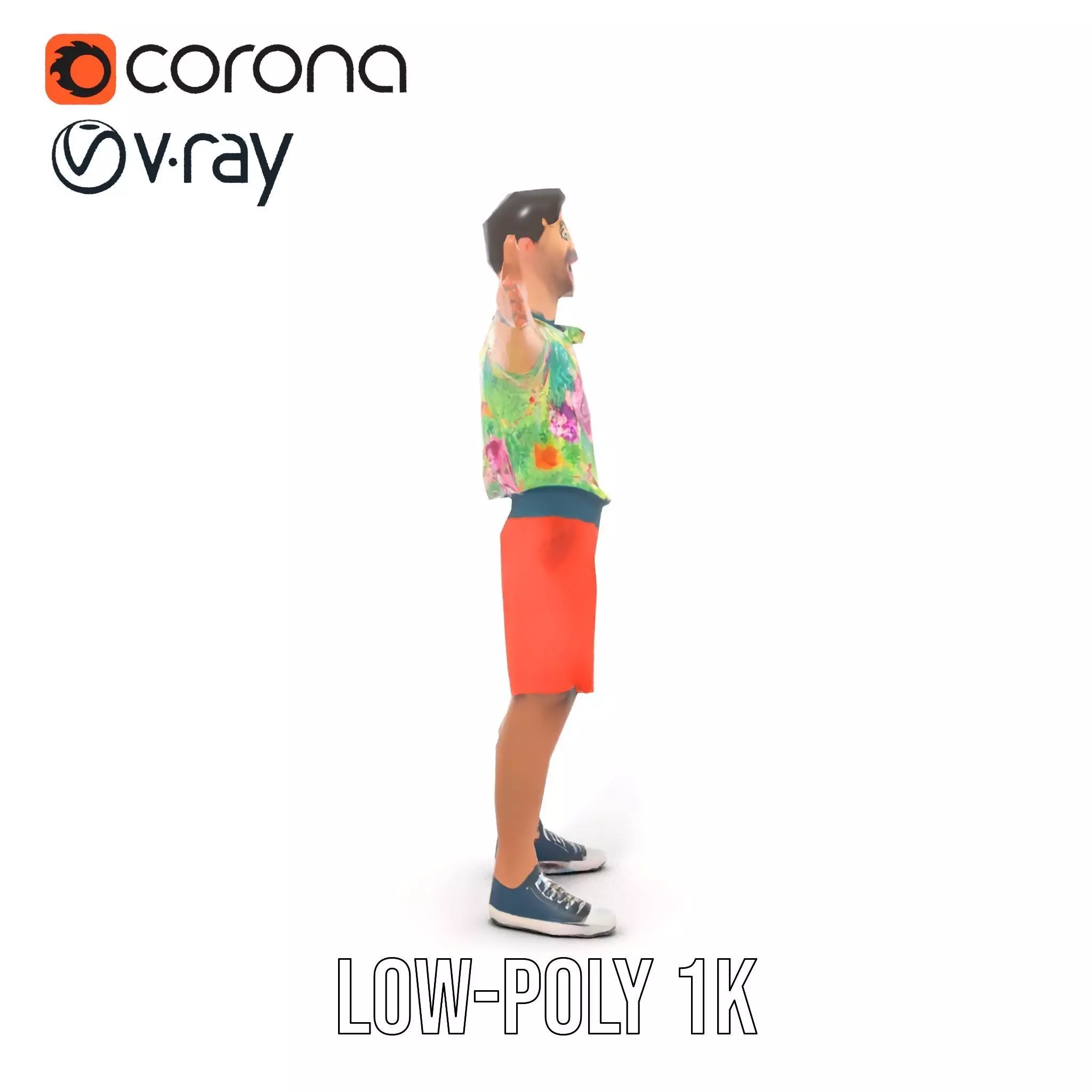 Floral Shirt Character model pack Low-poly 3D model_8