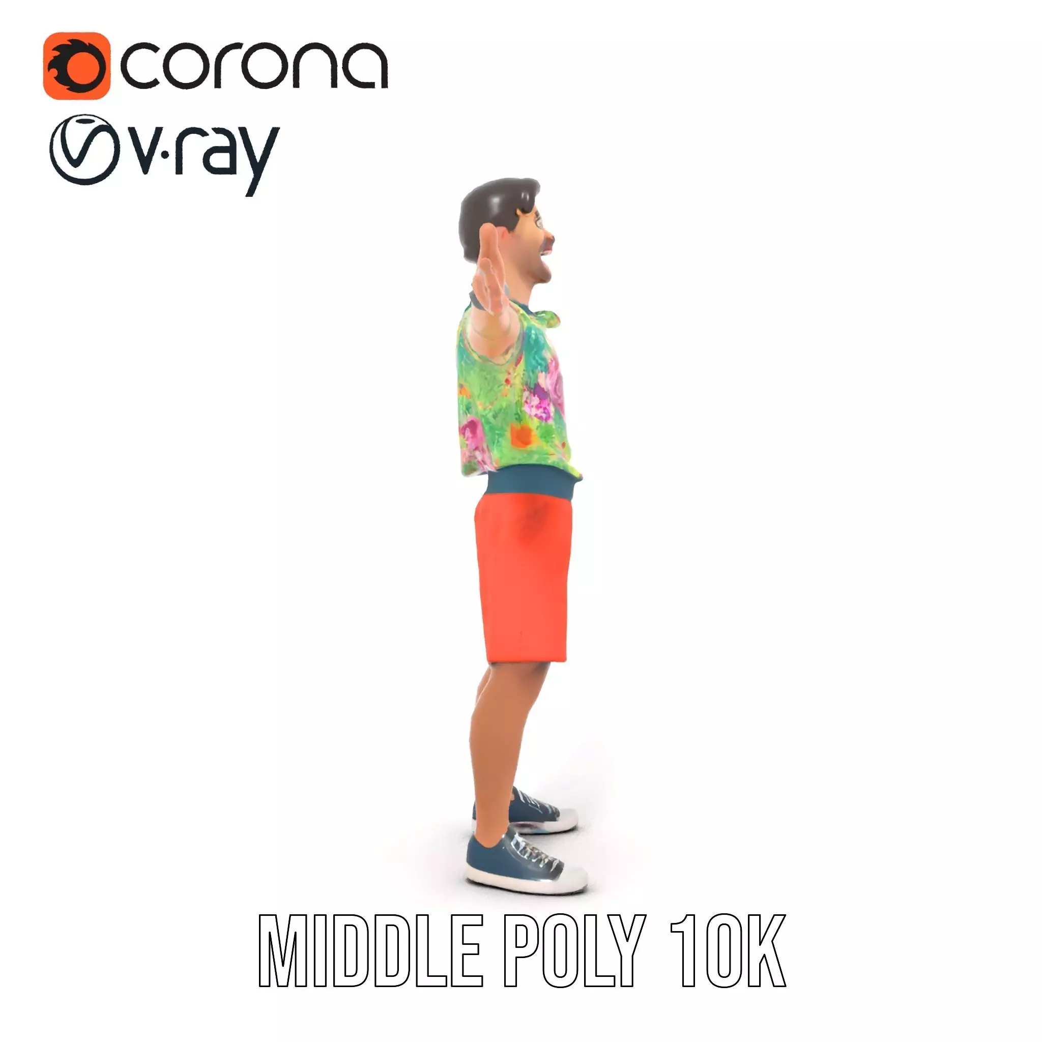 Floral Shirt Character model pack Low-poly 3D model_18