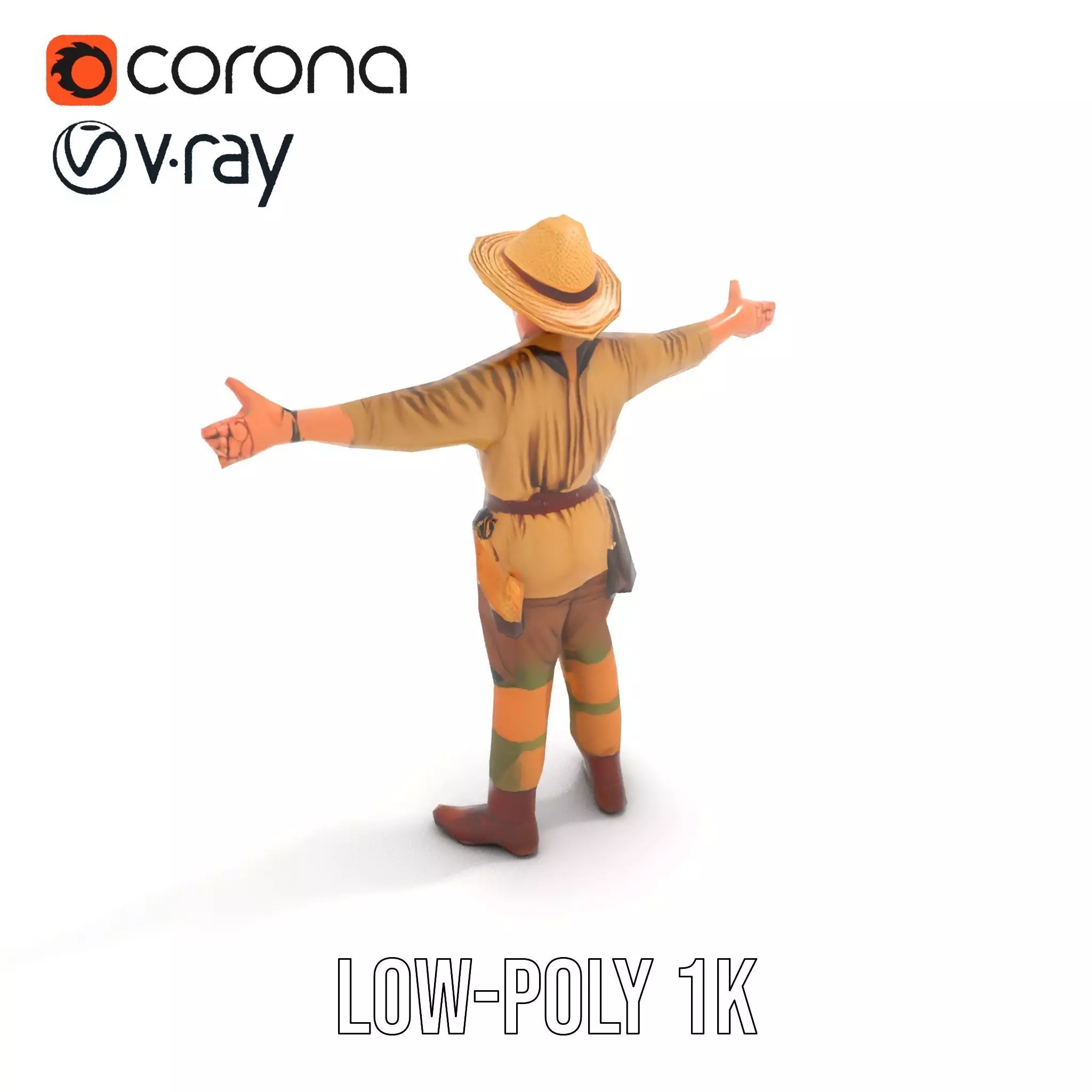 Adventurer Safari Outfit model pack Low-poly 3D model_7