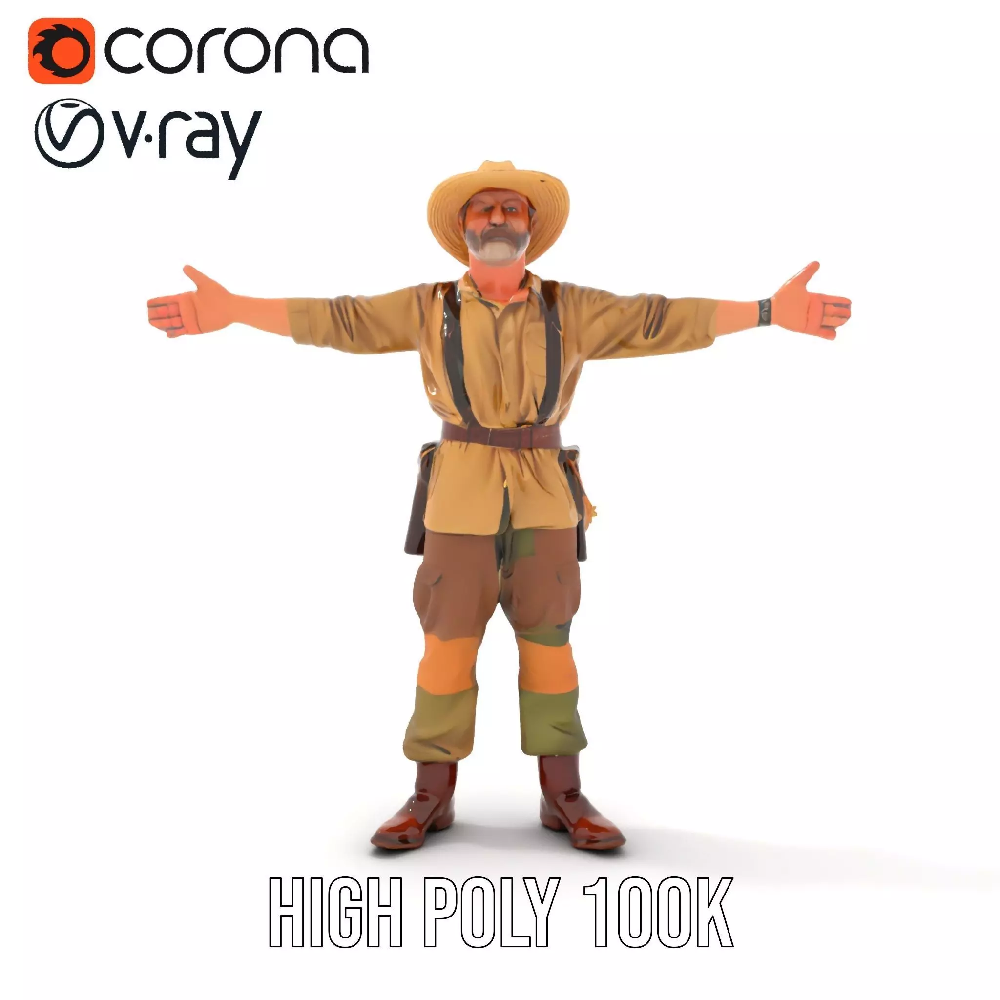 Adventurer Safari Outfit model pack Low-poly 3D model_17