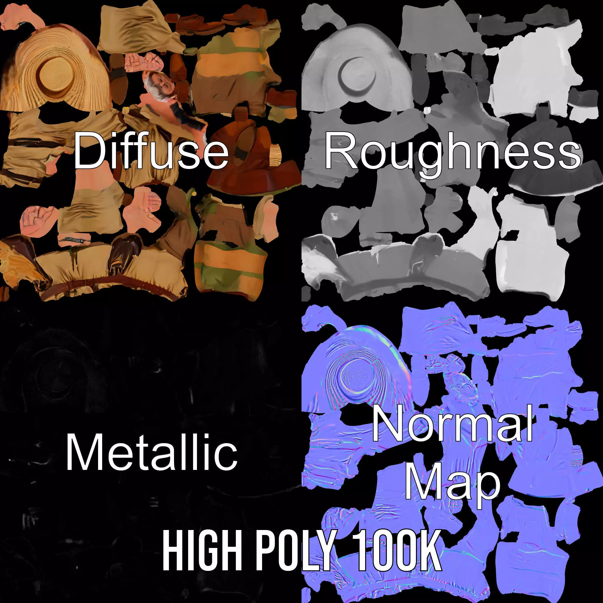 Adventurer Safari Outfit model pack Low-poly 3D model_3