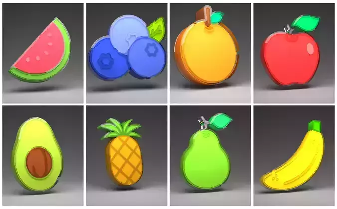 3D Icons Fruits 3D model