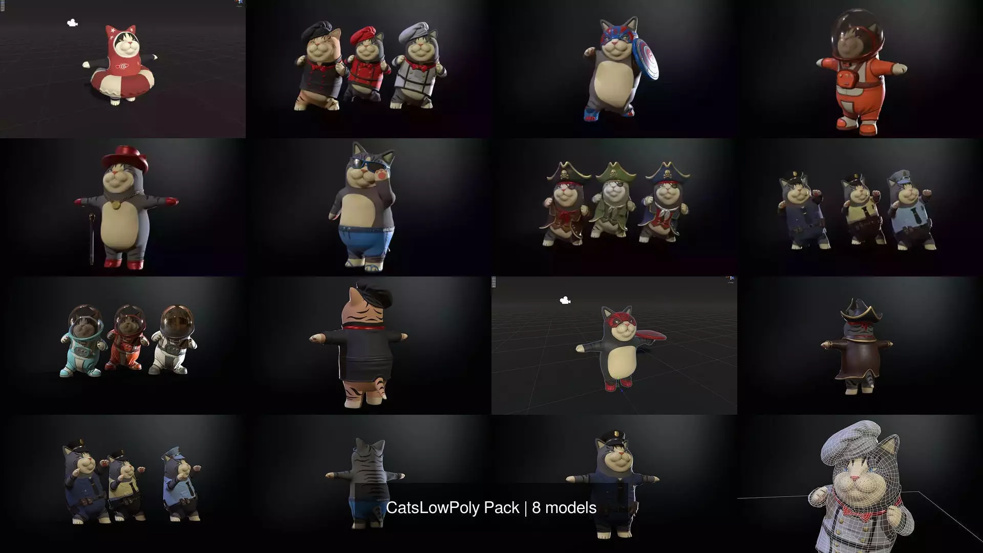 CatsLowPoly Pack 3D Model Collection_9