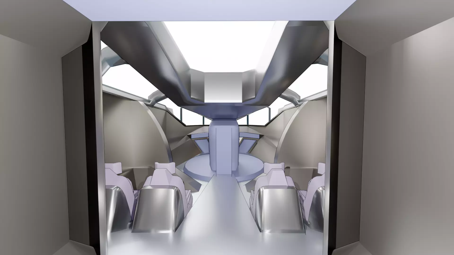 Sci-Fi Starship with Interior Base Mesh 01 Low-poly 3D model_50