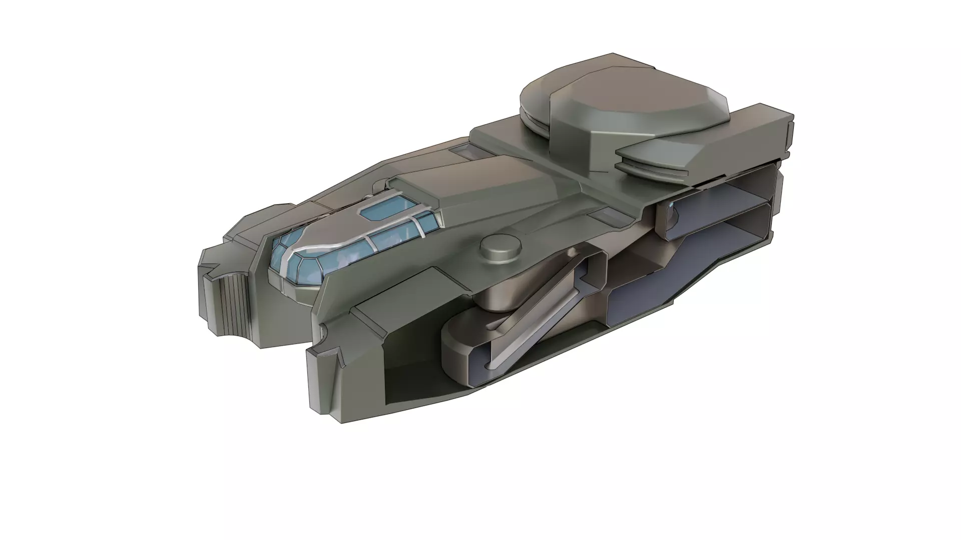 Sci-Fi Starship with Interior Base Mesh 01 Low-poly 3D model_37
