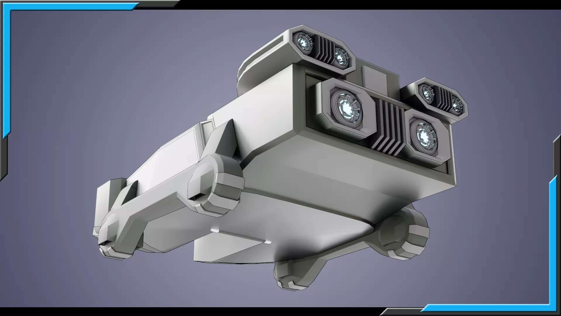 Sci-Fi Starship with Interior Base Mesh 01 Low-poly 3D model_7