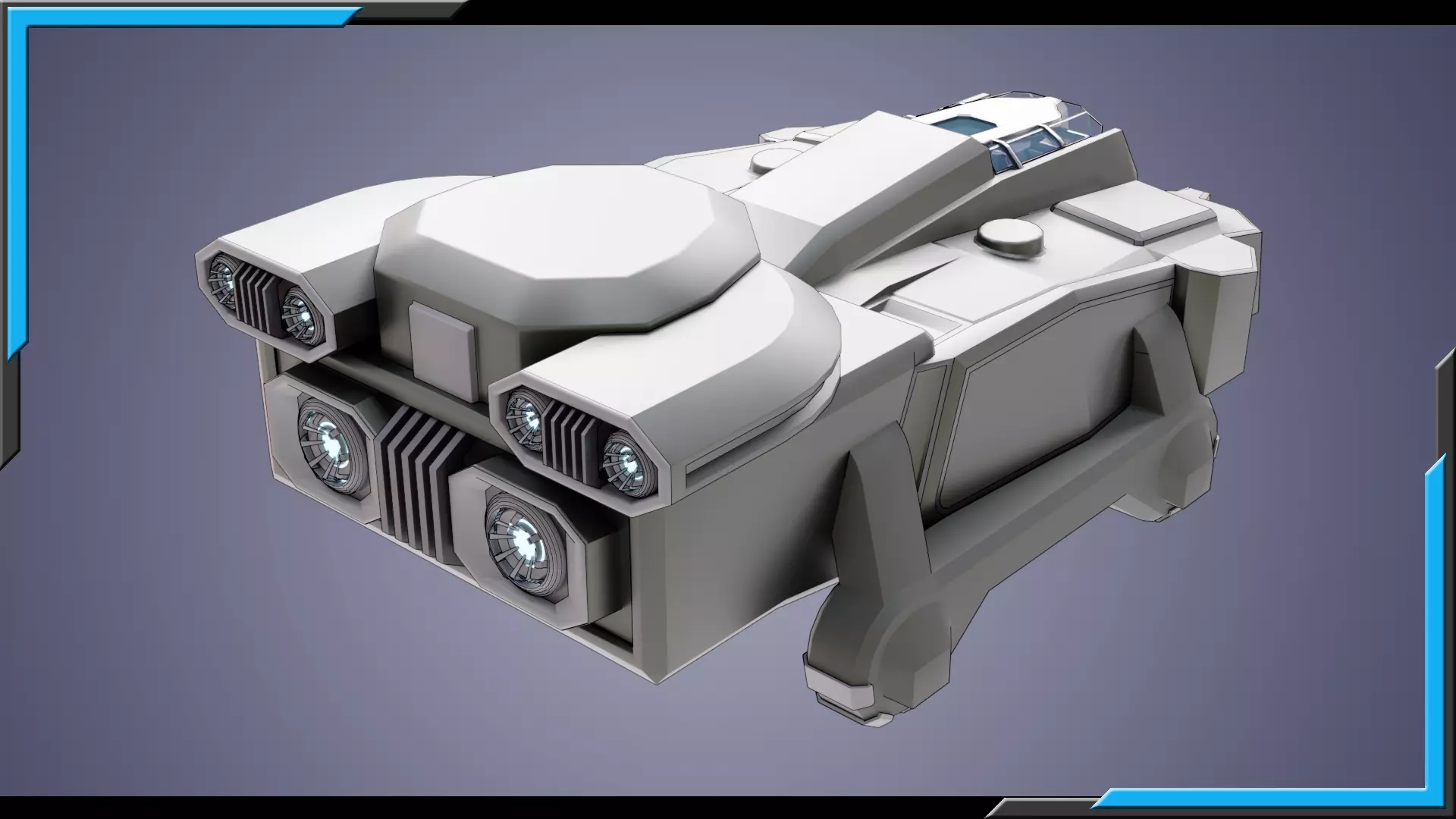 Sci-Fi Starship with Interior Base Mesh 01 Low-poly 3D model_3