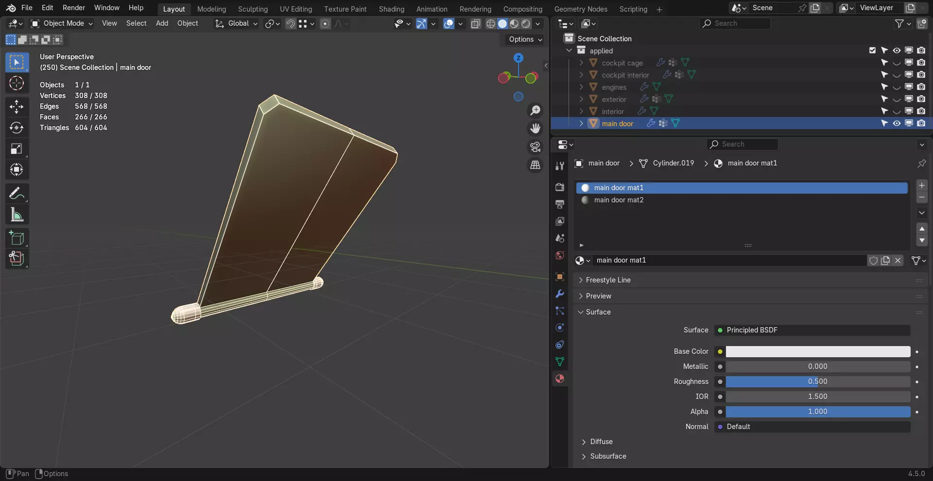 Sci-Fi Starship with Interior Base Mesh 01 Low-poly 3D model_52