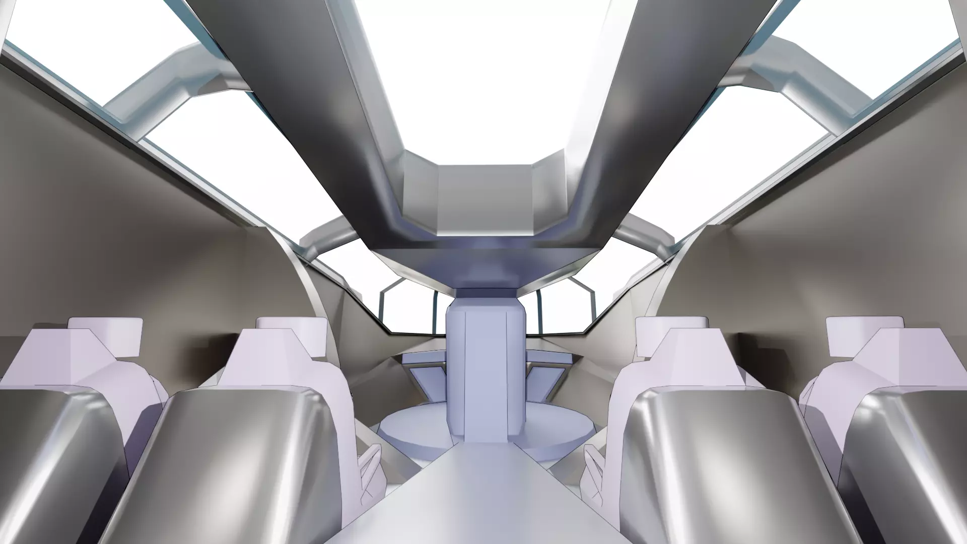 Sci-Fi Starship with Interior Base Mesh 01 Low-poly 3D model_60