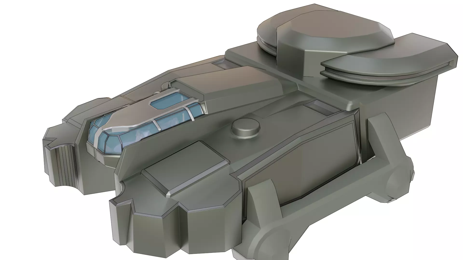 Sci-Fi Starship with Interior Base Mesh 01 Low-poly 3D model_39