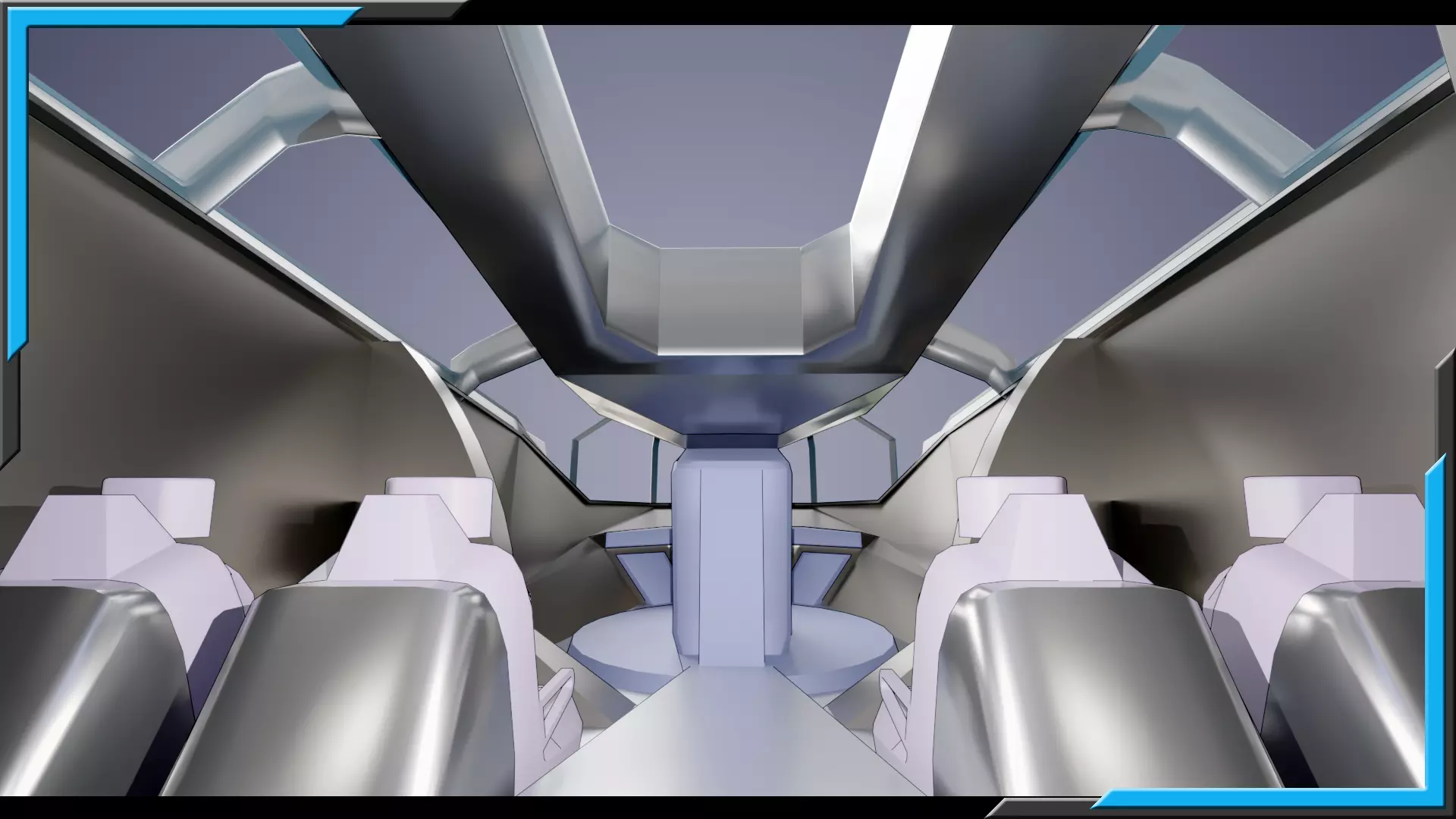 Sci-Fi Starship with Interior Base Mesh 01 Low-poly 3D model_16