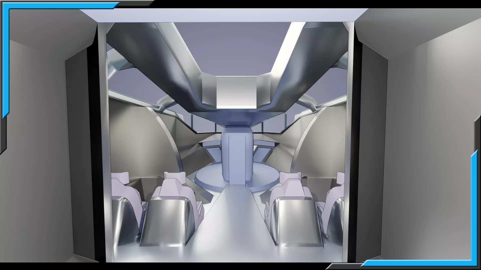 Sci-Fi Starship with Interior Base Mesh 01 Low-poly 3D model_15