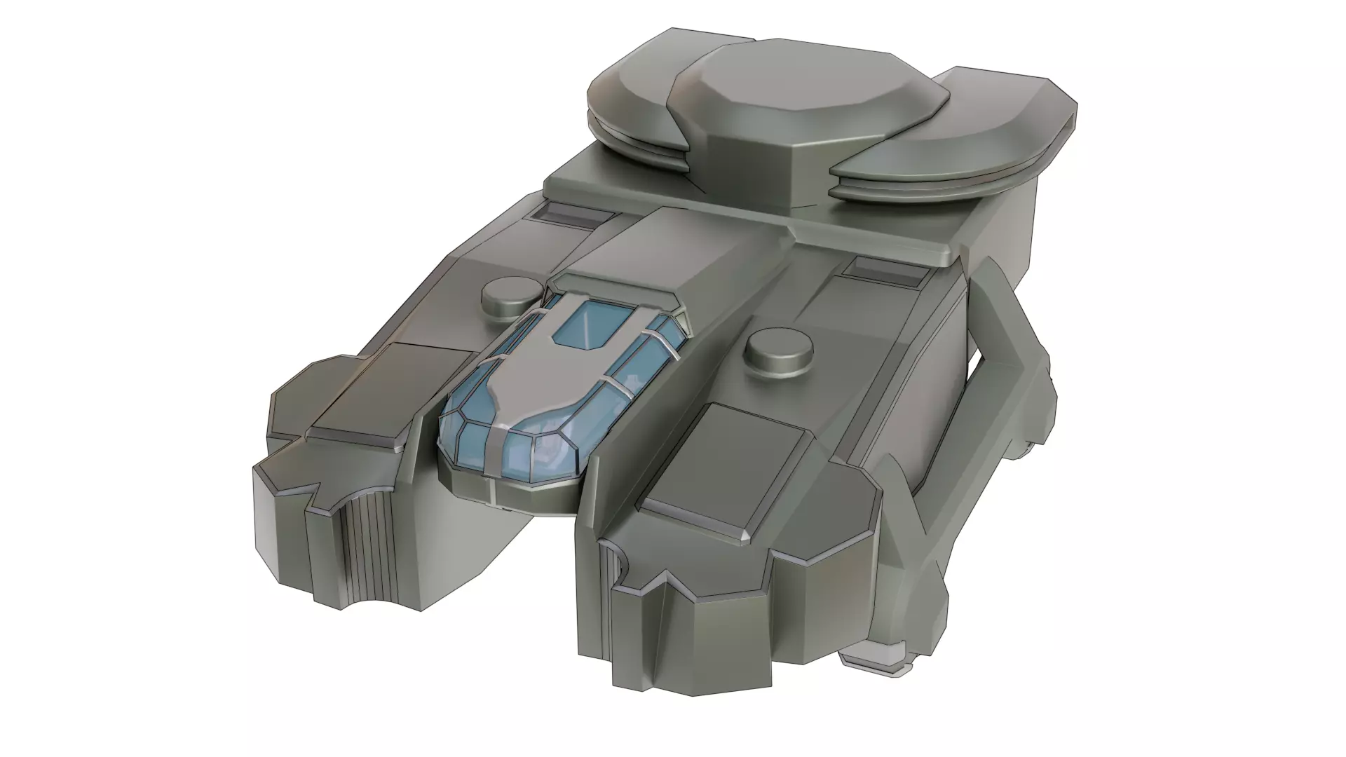 Sci-Fi Starship with Interior Base Mesh 01 Low-poly 3D model_27