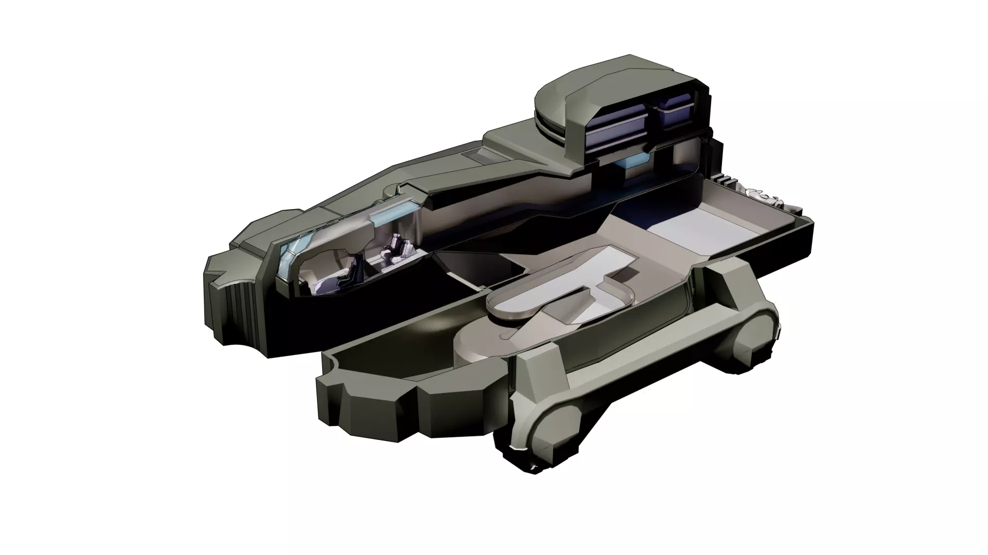 Sci-Fi Starship with Interior Base Mesh 01 Low-poly 3D model_55