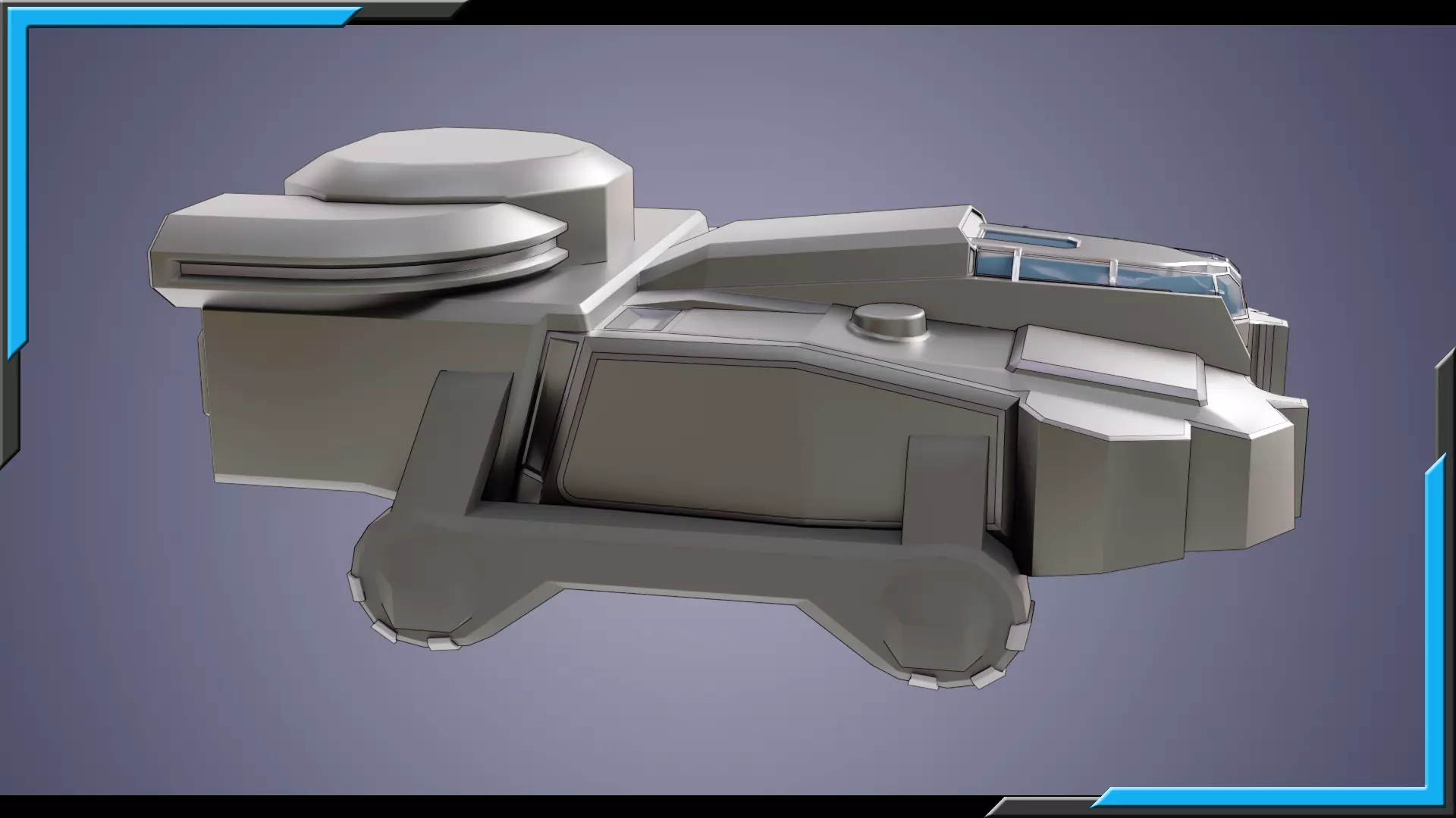 Sci-Fi Starship with Interior Base Mesh 01 Low-poly 3D model_14