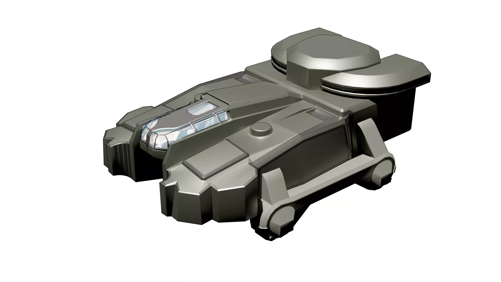 Sci-Fi Starship with Interior Base Mesh 01 Low-poly 3D model_28