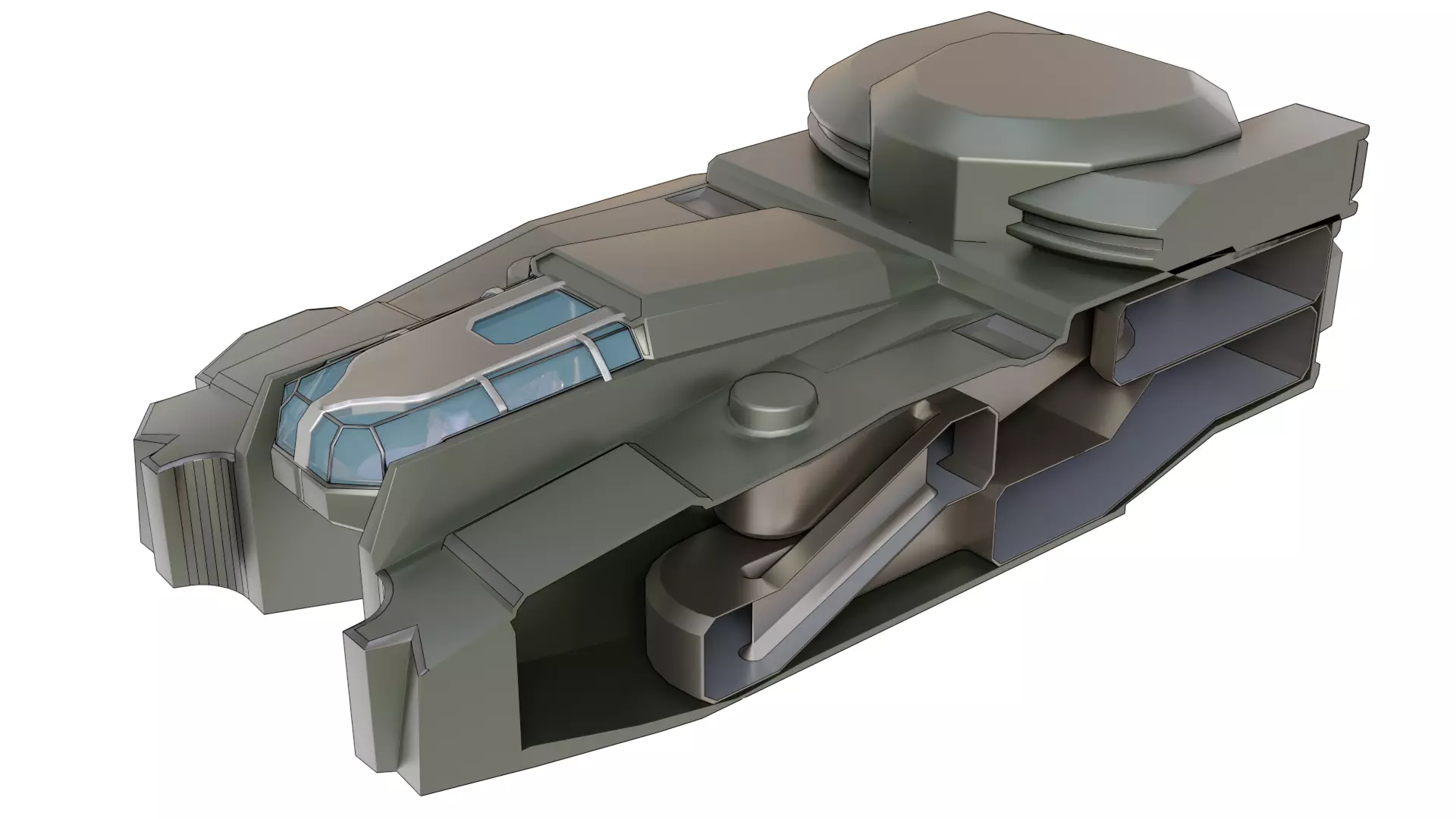 Sci-Fi Starship with Interior Base Mesh 01 Low-poly 3D model_32