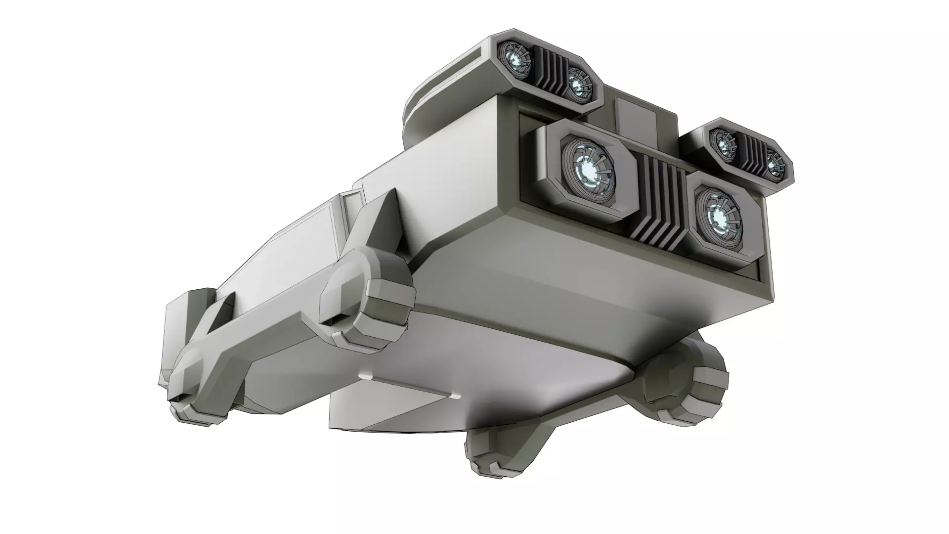 Sci-Fi Starship with Interior Base Mesh 01 Low-poly 3D model_30