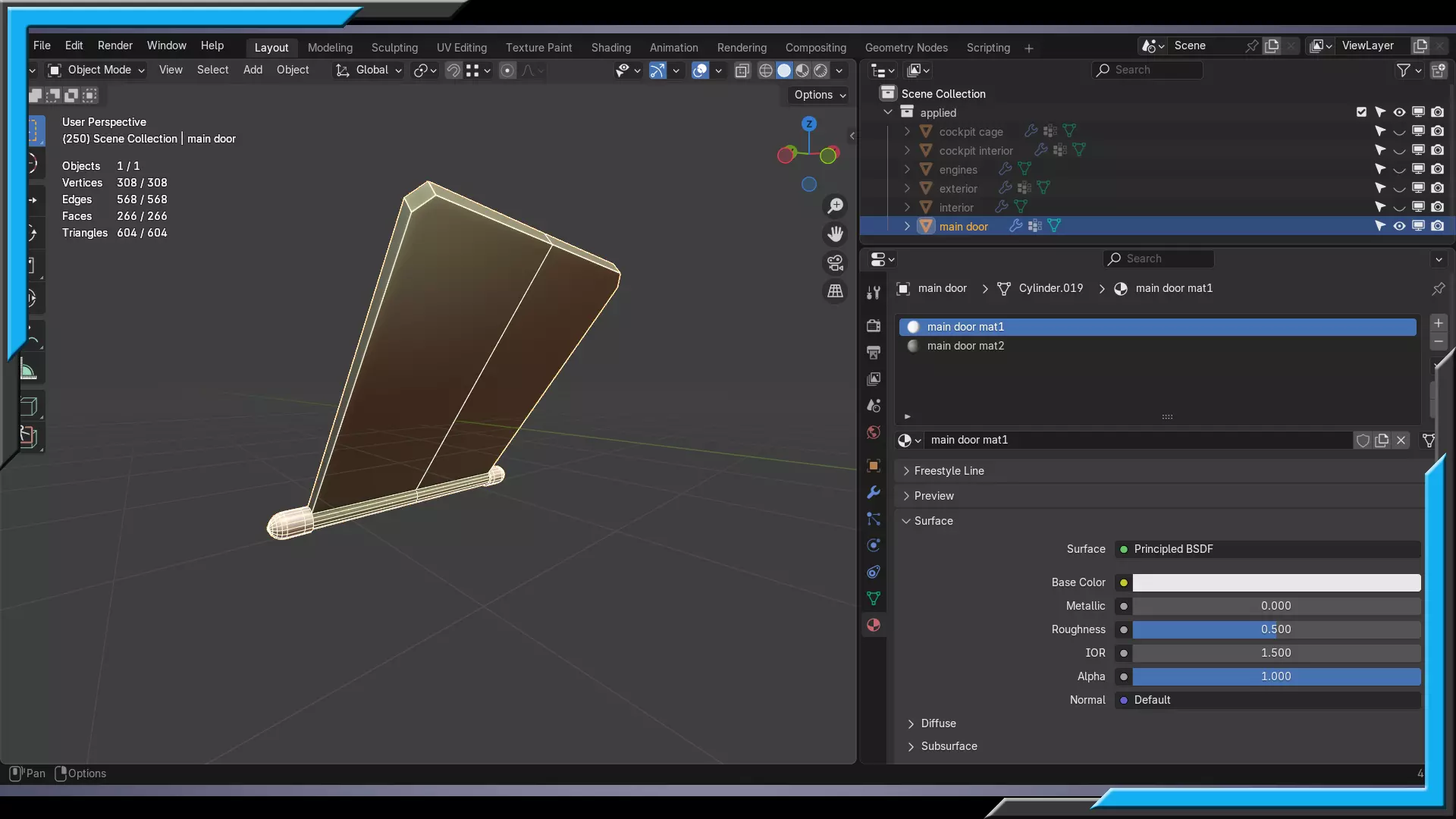 Sci-Fi Starship with Interior Base Mesh 01 Low-poly 3D model_53