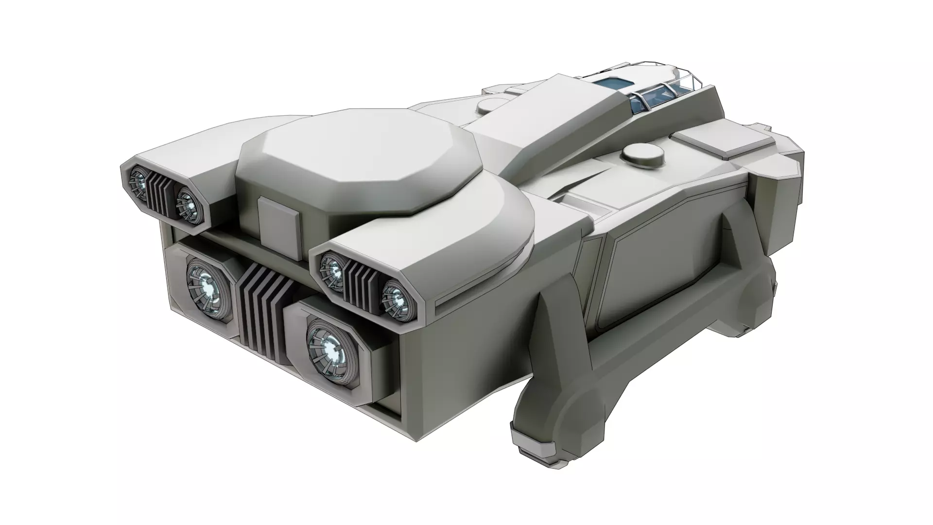 Sci-Fi Starship with Interior Base Mesh 01 Low-poly 3D model_34